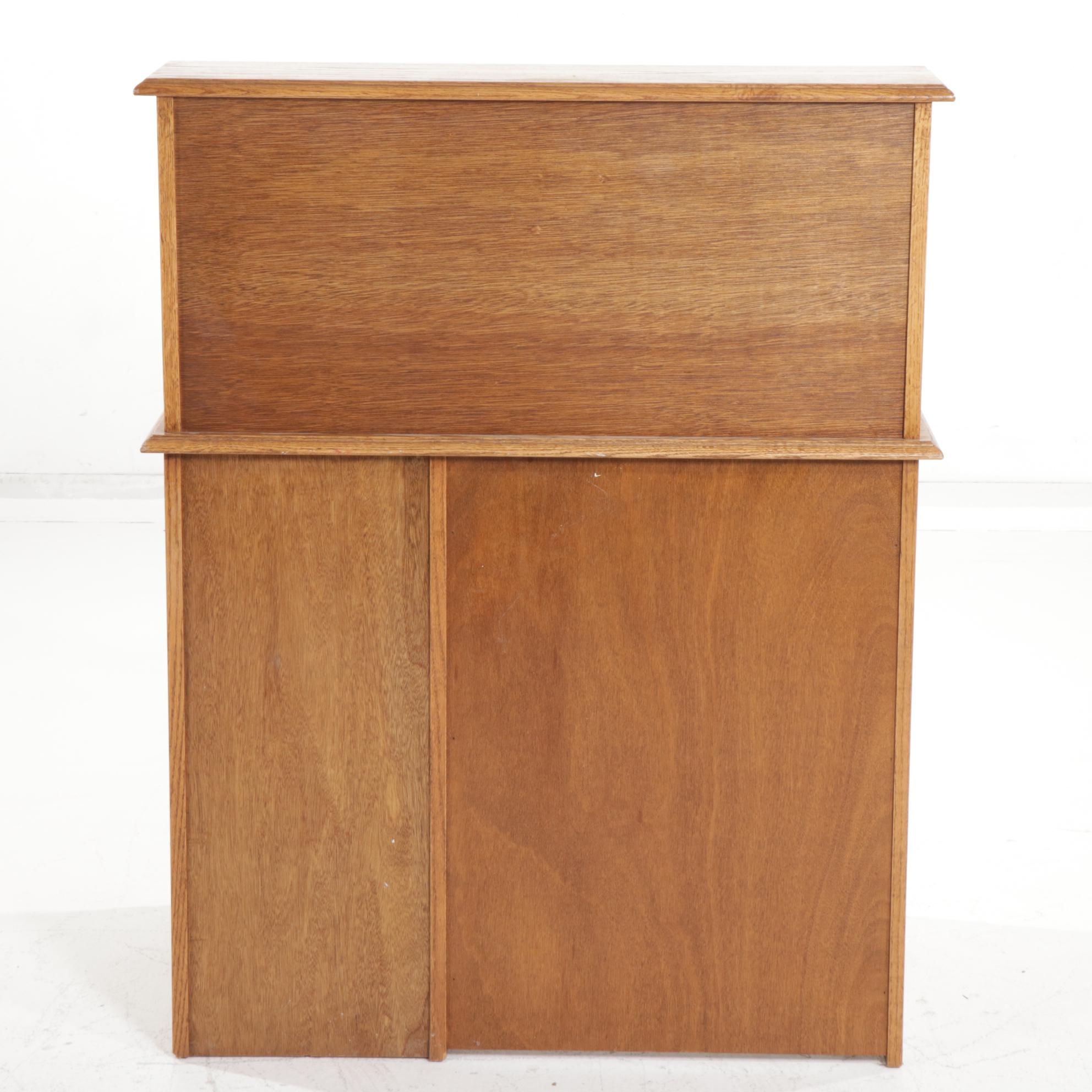 Oak Crest Victorian Style Oak Roll-Top Desk with Chair, Late 20th Century