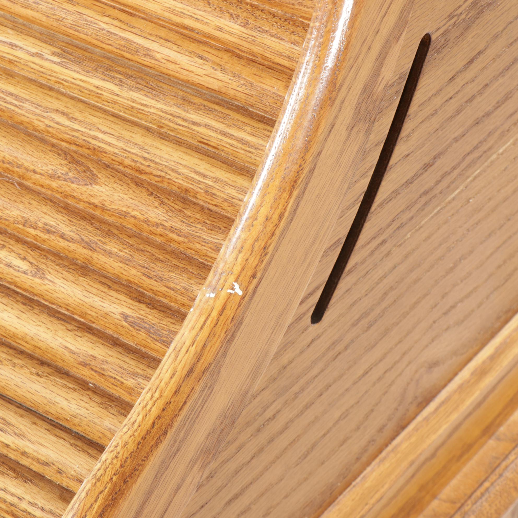 Oak Crest Victorian Style Oak Roll-Top Desk with Chair, Late 20th Century