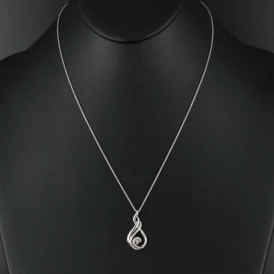 Sterling Diamond Pendant Necklace