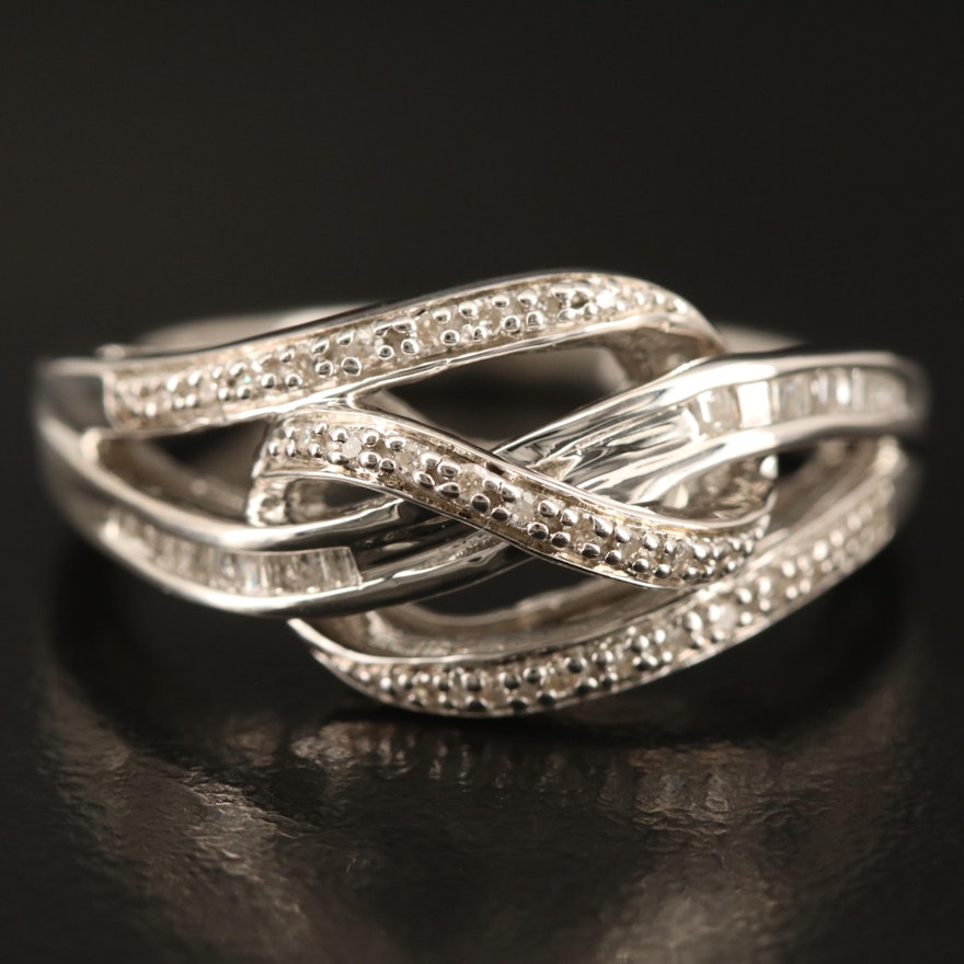 Sterling Diamond Crossover Ring