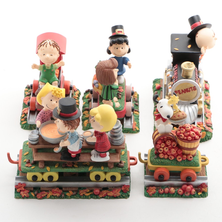 The Danbury Mint Peanuts "The Thanksgiving Special" Resin Train Figurines