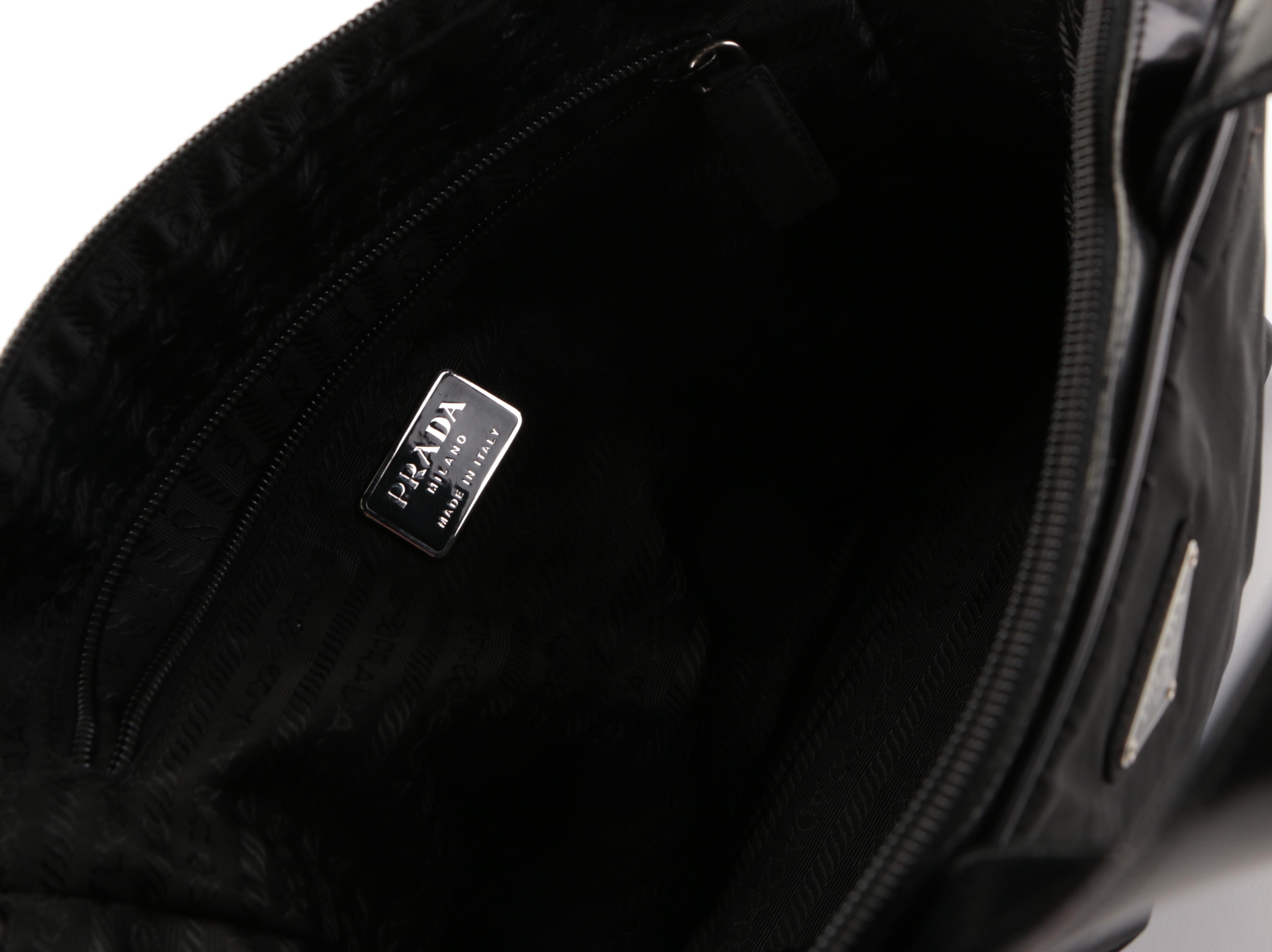 Prada Zip Tote in Black Tessuto Nylon and Spazzolato Leather Trim