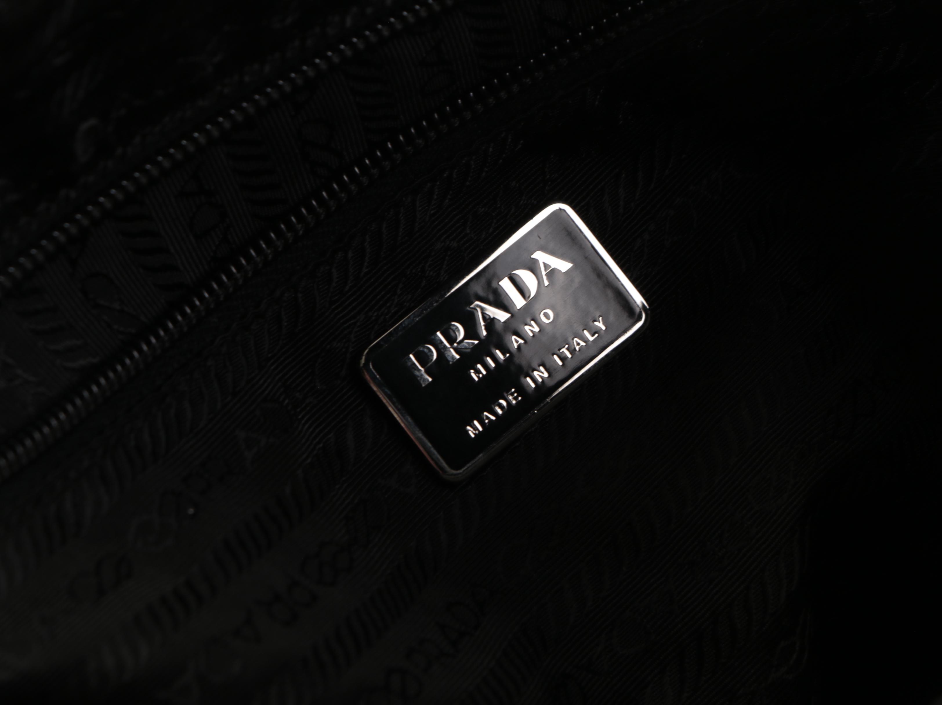 Prada Zip Tote in Black Tessuto Nylon and Spazzolato Leather Trim