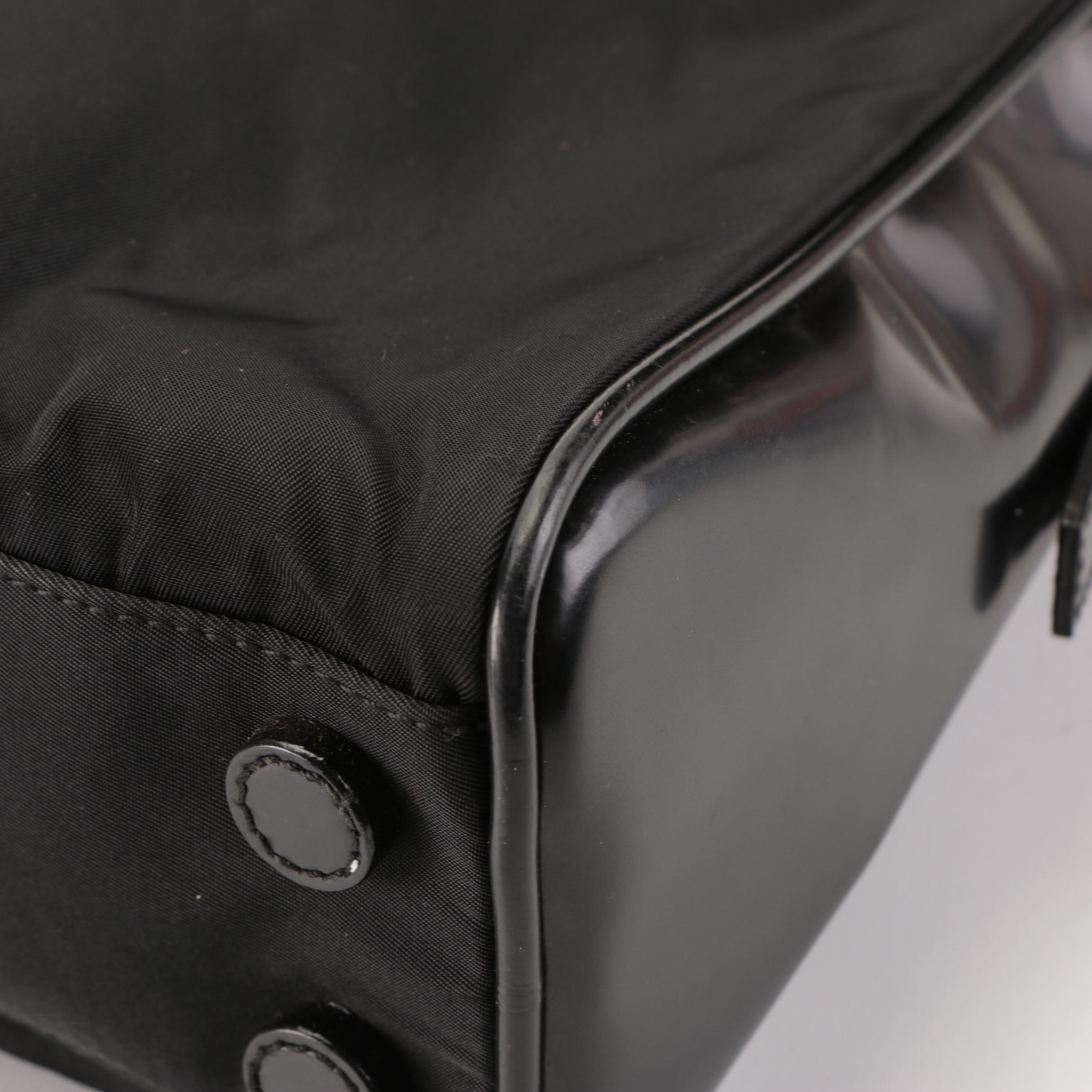 Prada Zip Tote in Black Tessuto Nylon and Spazzolato Leather Trim