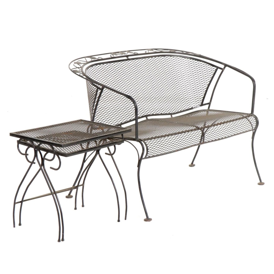 Outdoor Metal Sofa with Two Side Tables, Late 20th Century