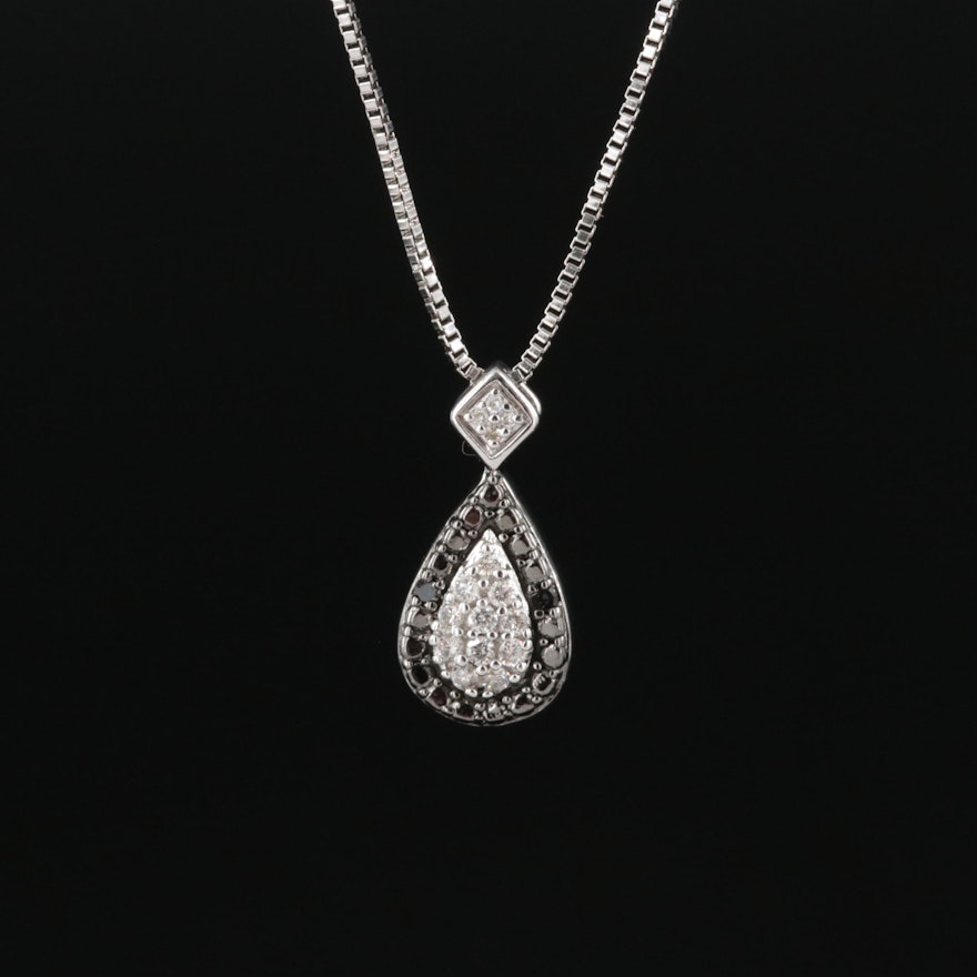 Sterling Diamond Reversible Pendant Necklace