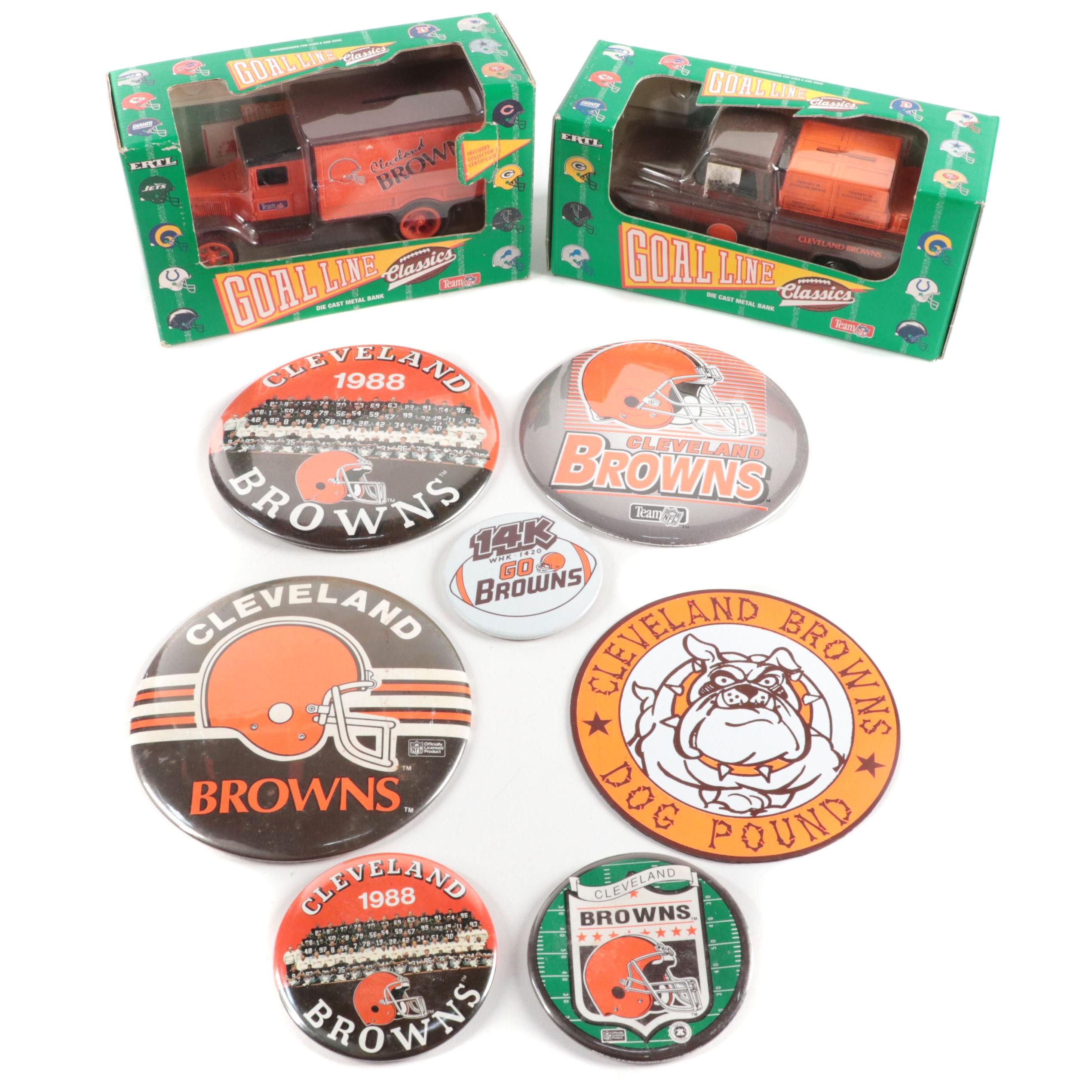 Cleveland Browns Ertl Diecast Metal Truck Banks, Patches, Pinback Buttons