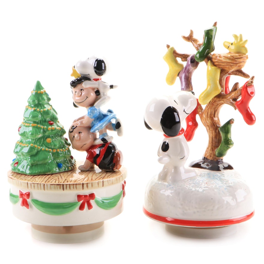 Peanuts "Waiting for Santa" and Other Hand-Painted Musical Figurines