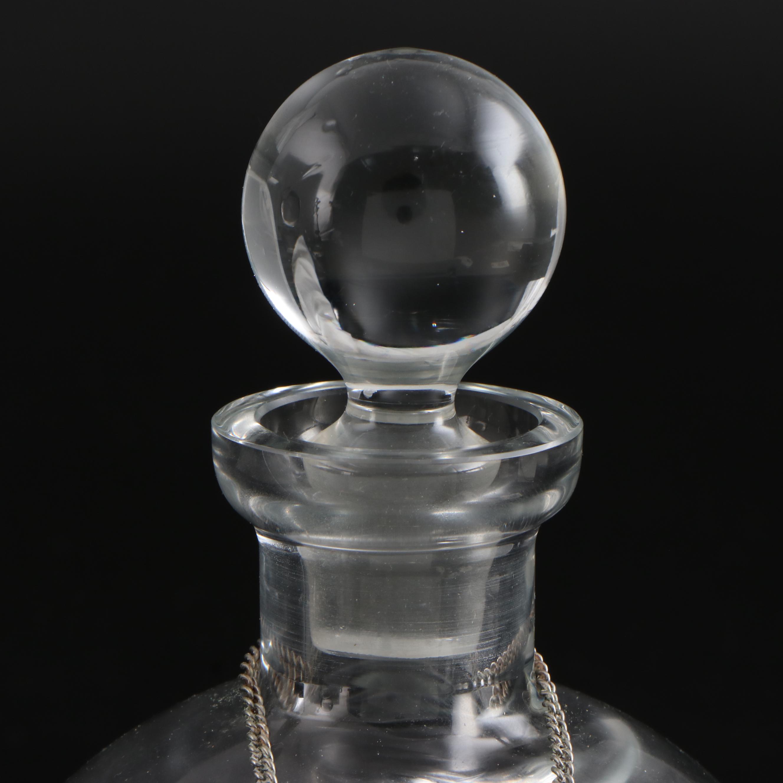 Liquor Decanters with Pottery Barn English Sterling Labels and Crystal Perfume