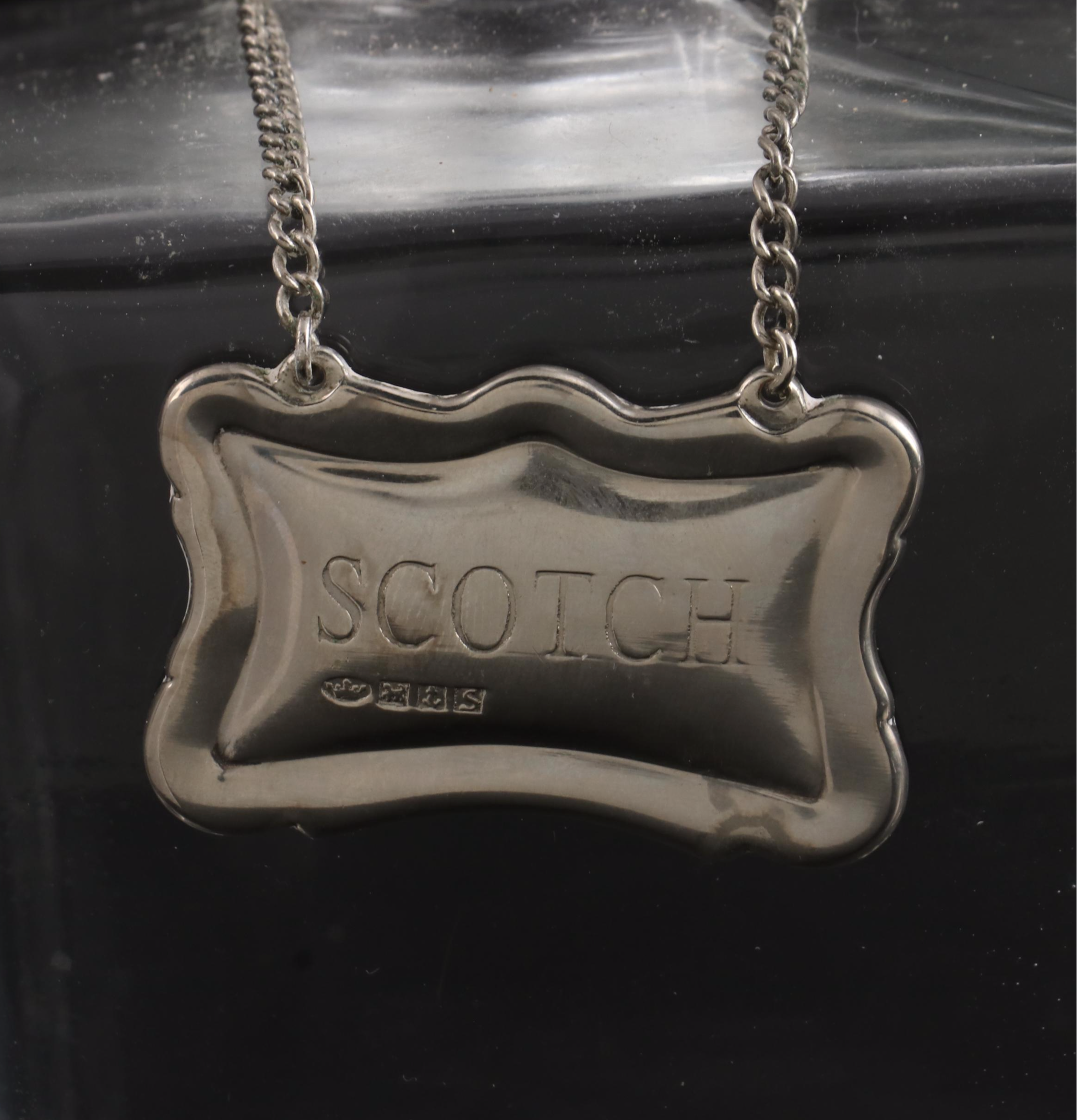 Liquor Decanters with Pottery Barn English Sterling Labels and Crystal Perfume