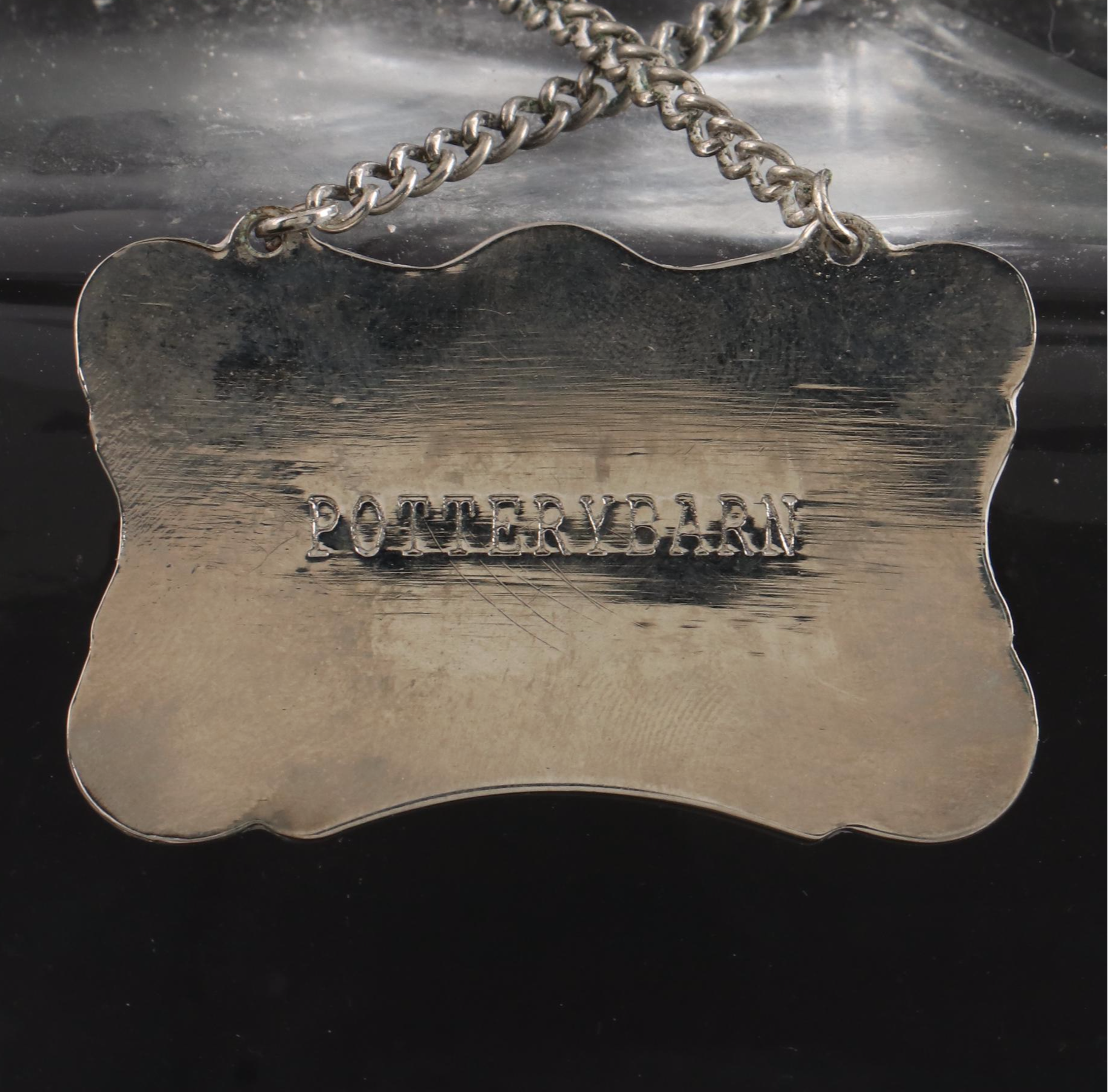 Liquor Decanters with Pottery Barn English Sterling Labels and Crystal Perfume