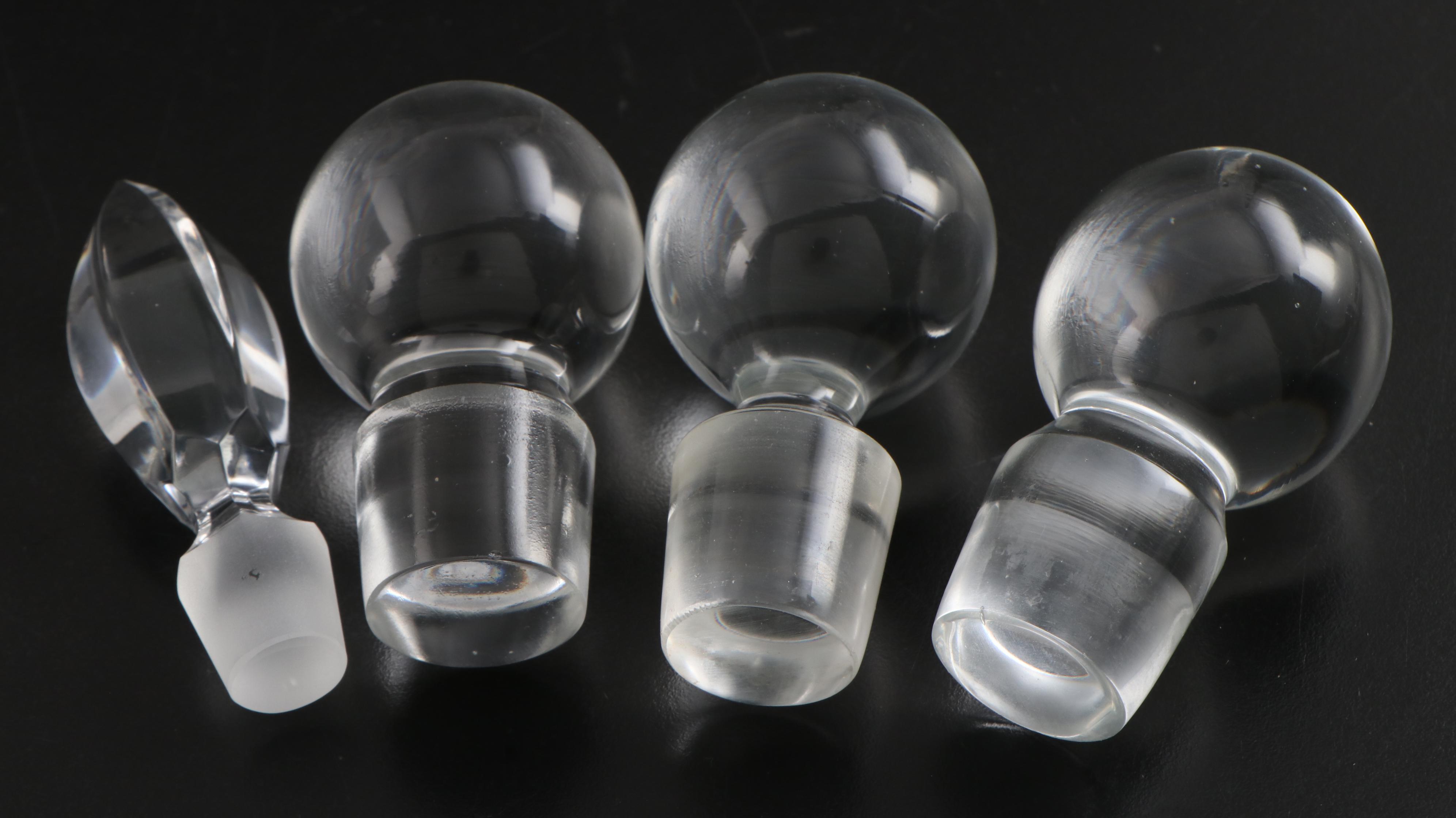 Liquor Decanters with Pottery Barn English Sterling Labels and Crystal Perfume