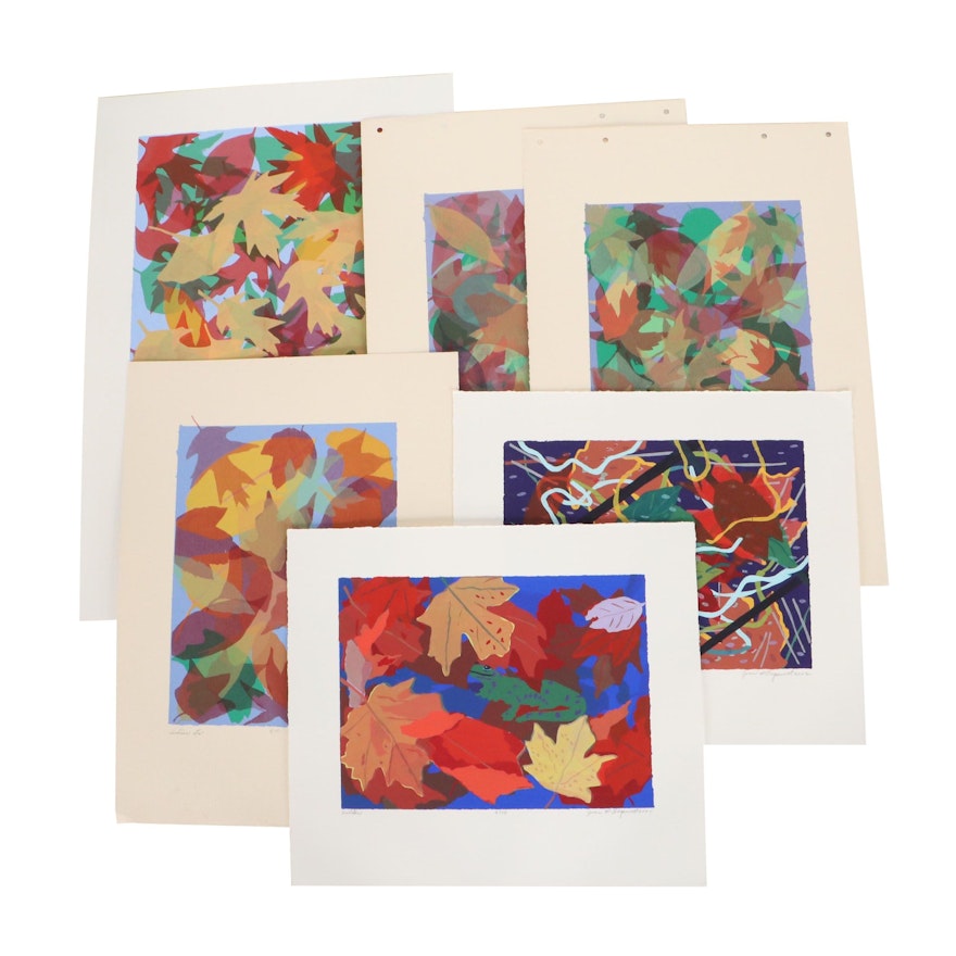 Jean Pierce Cogswell Serigraphs of Leaves, 21st Century