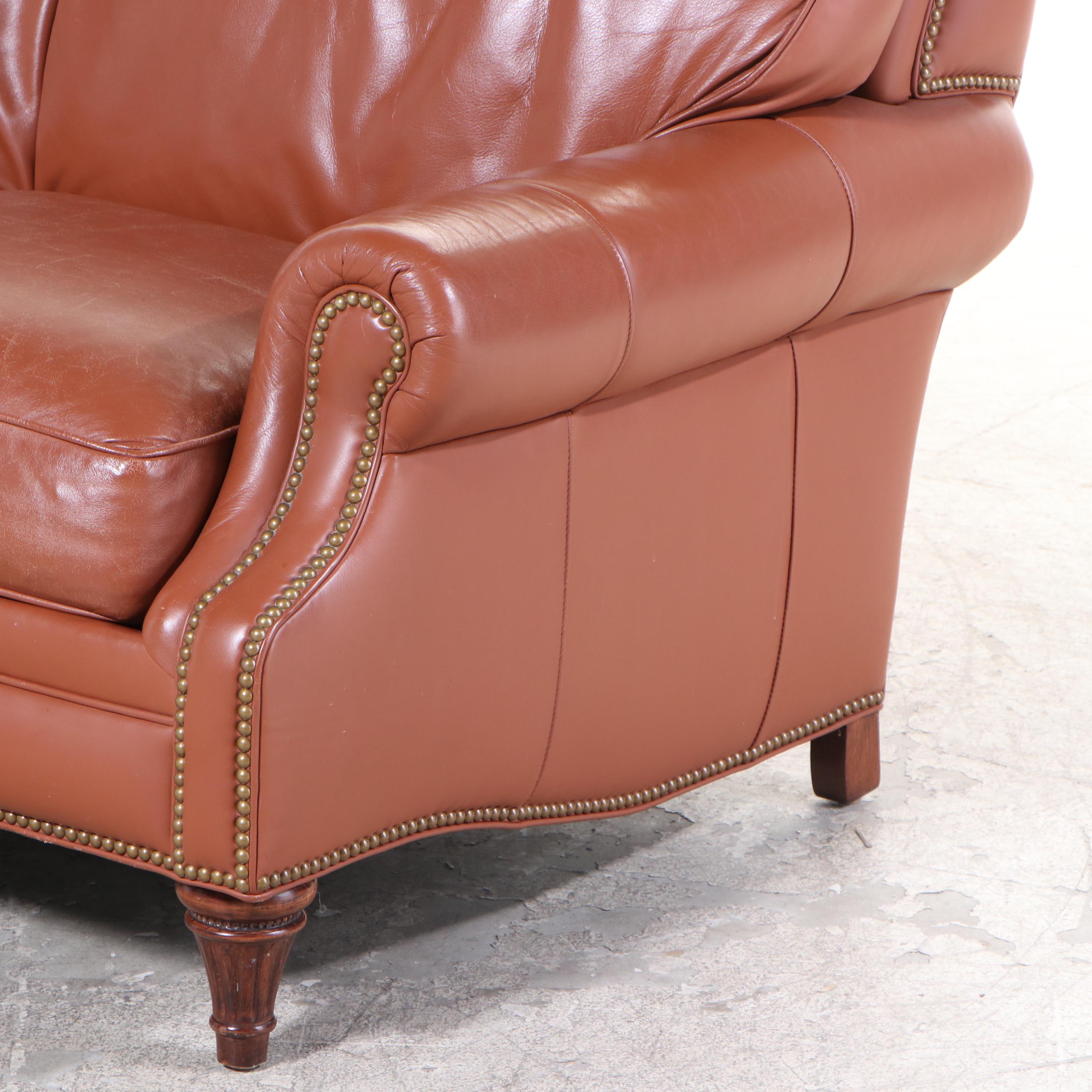 Hancock & Moore "Citizen" Alpine Autumn Leather Loveseat with Nailhead Trim