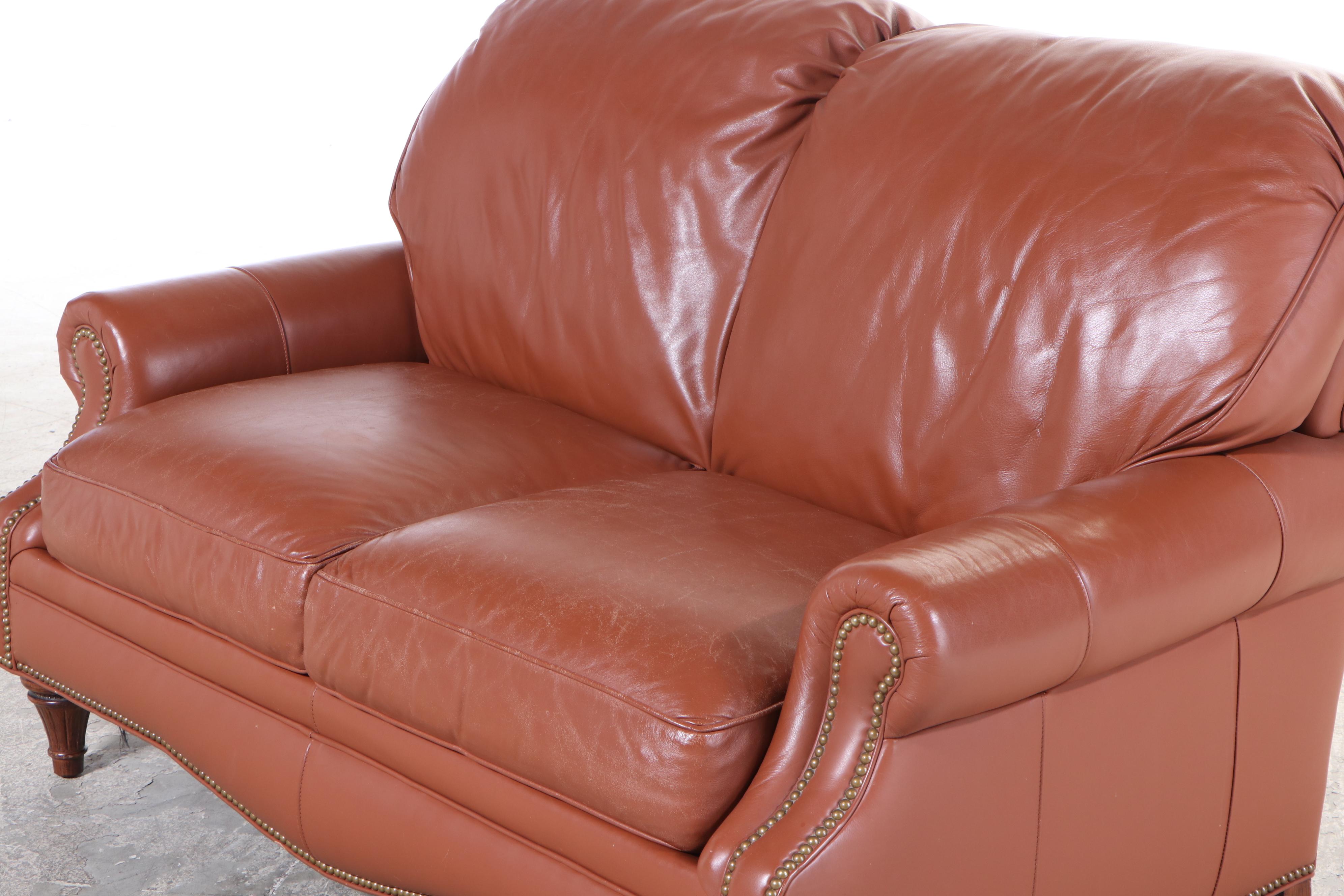 Hancock & Moore "Citizen" Alpine Autumn Leather Loveseat with Nailhead Trim