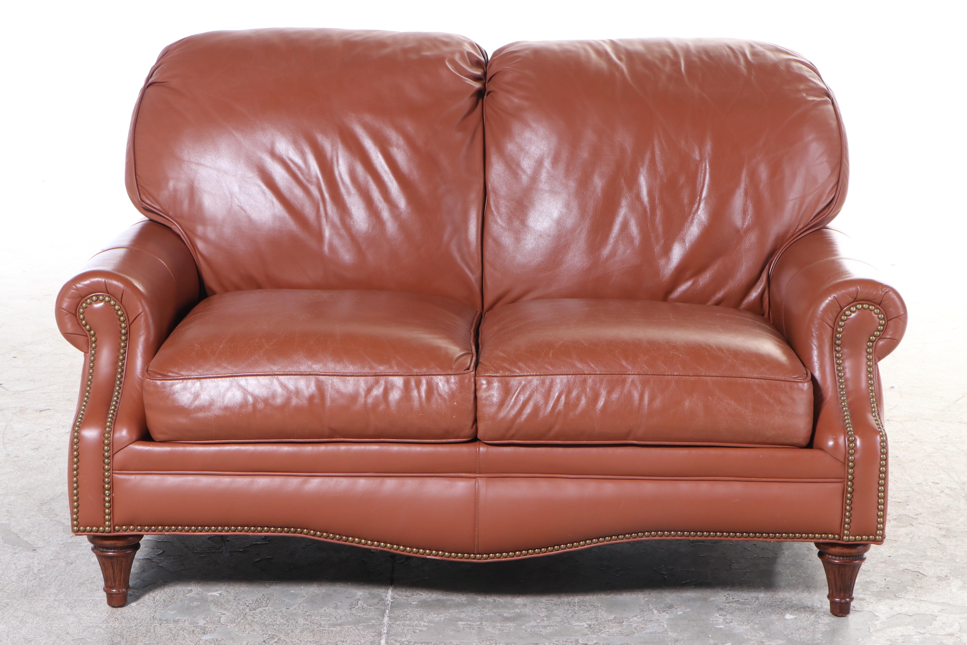 Hancock & Moore "Citizen" Alpine Autumn Leather Loveseat with Nailhead Trim