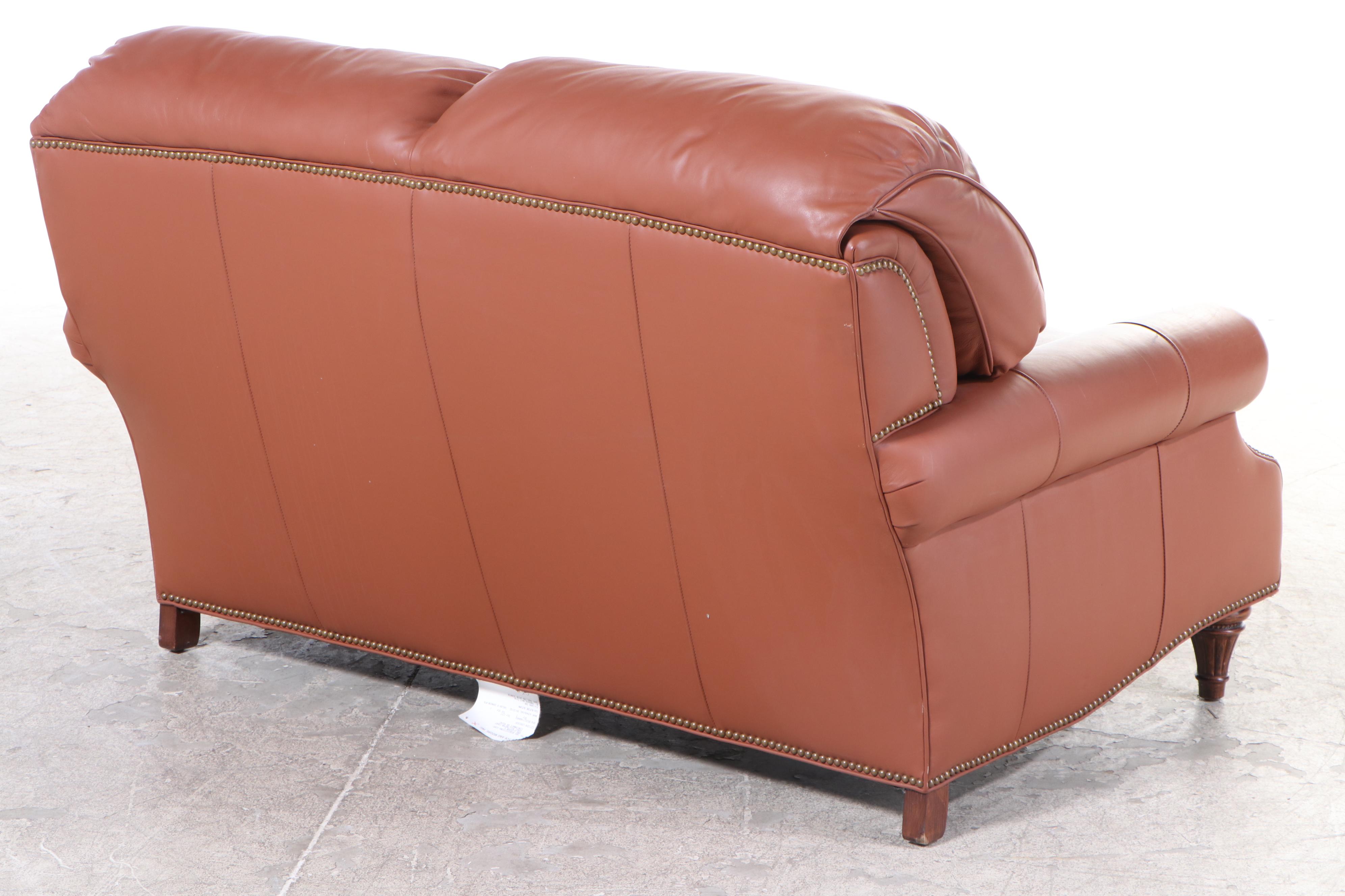 Hancock & Moore "Citizen" Alpine Autumn Leather Loveseat with Nailhead Trim