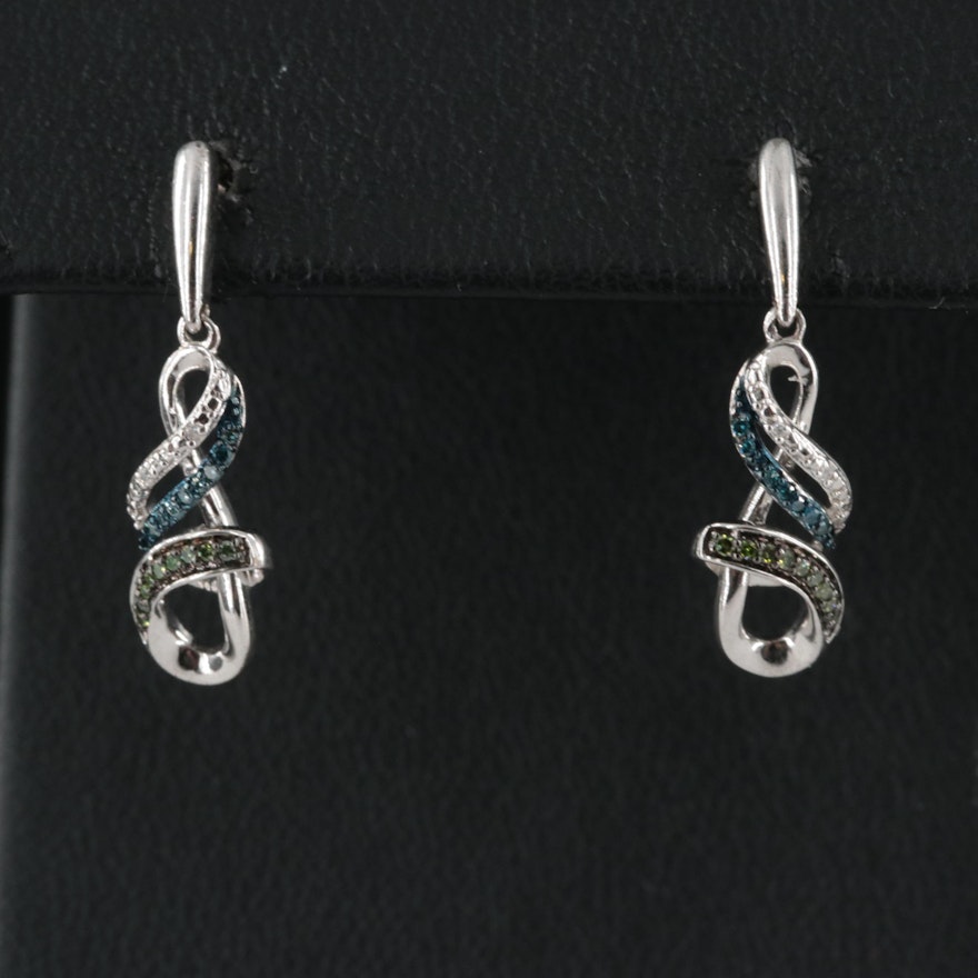 Sterling Diamond Crossover Earrings