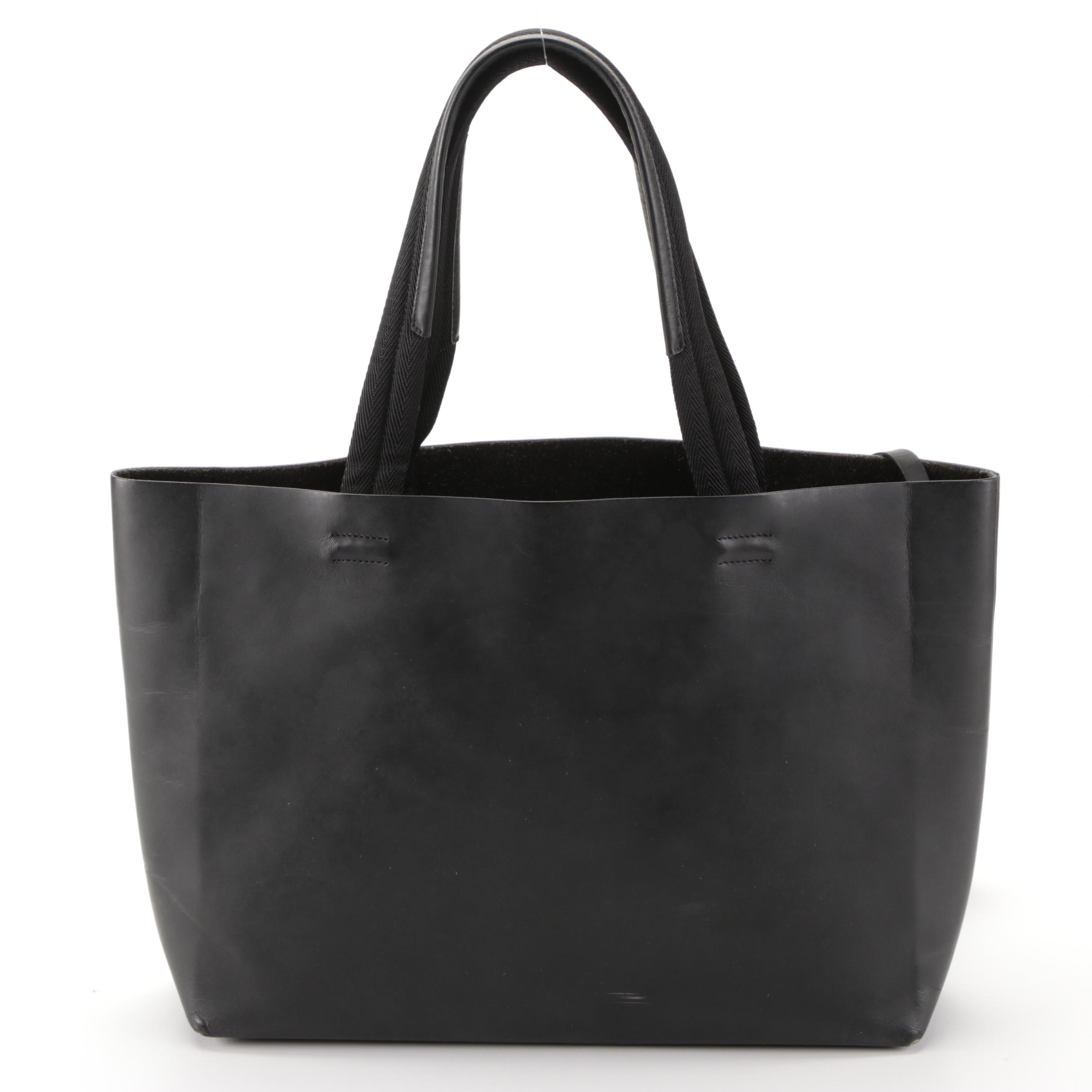 Prada Shopping Tote with Pouch in Smooth Black Leather