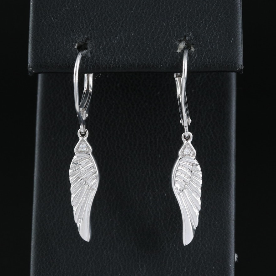 Sterling Diamond Wing Drop Earrings