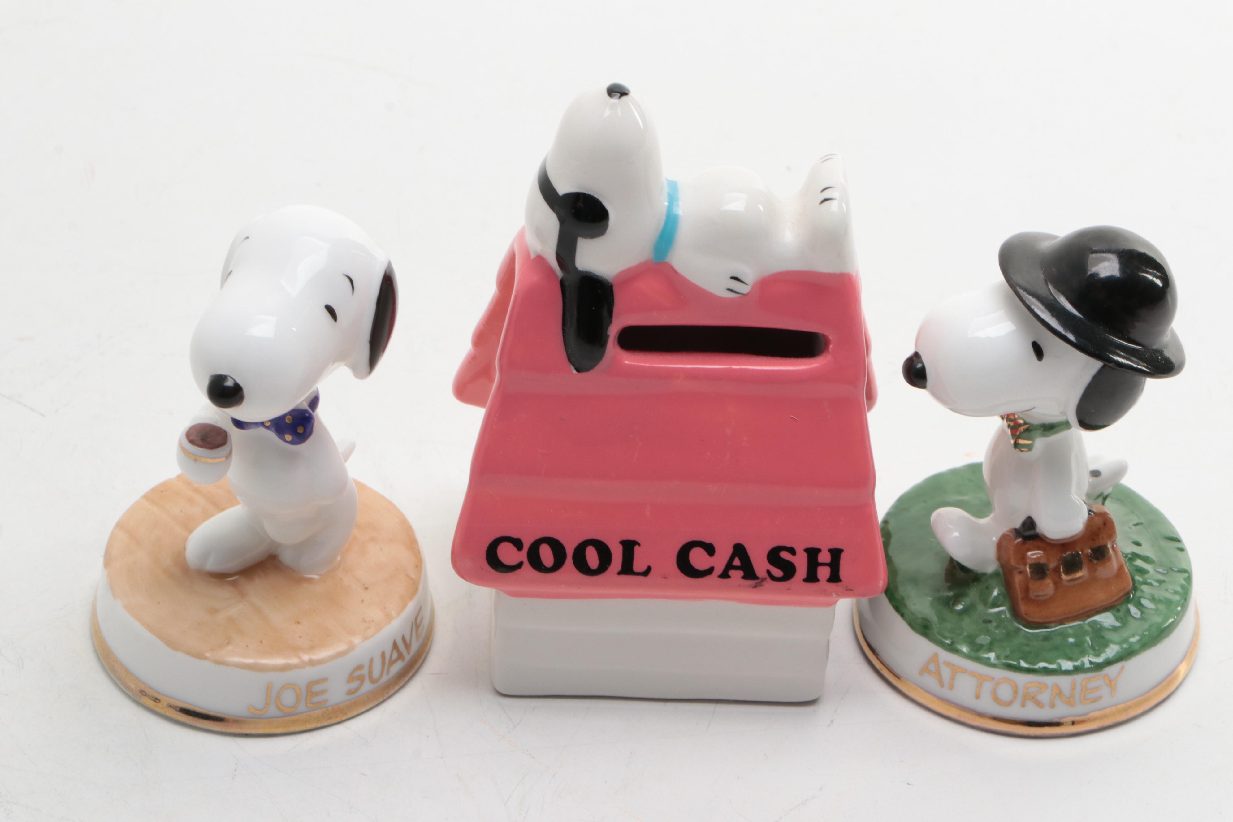 Kato Kogei Peanuts "Snoopy" Bone China Figurines and Banks