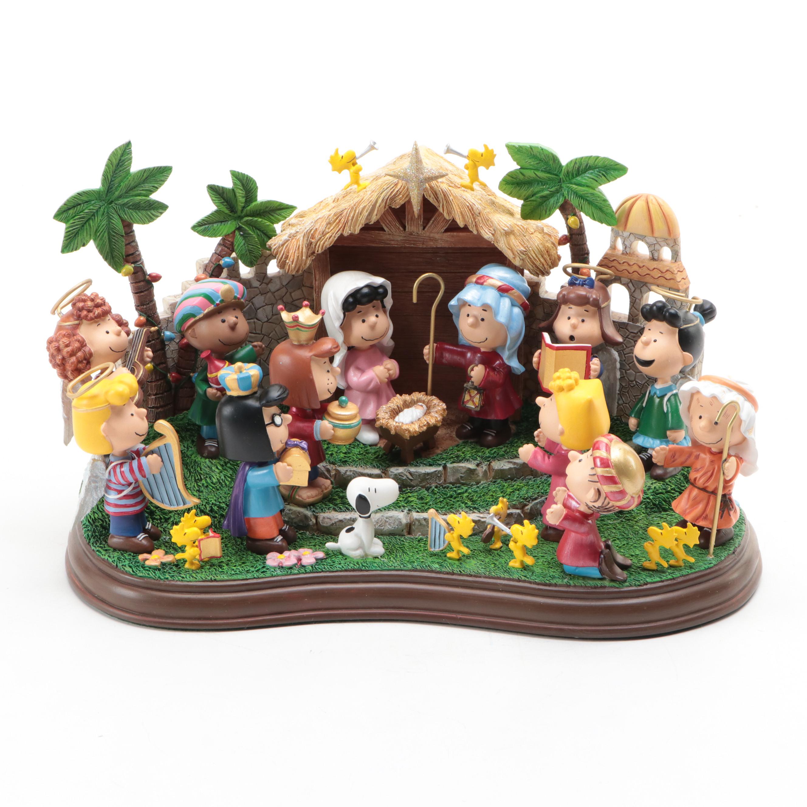 Danbury Mint Peanuts Nativity Scene Resin Figural Group