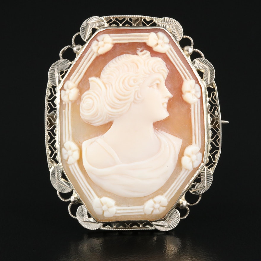 Vintage 14K Cameo Converter Brooch