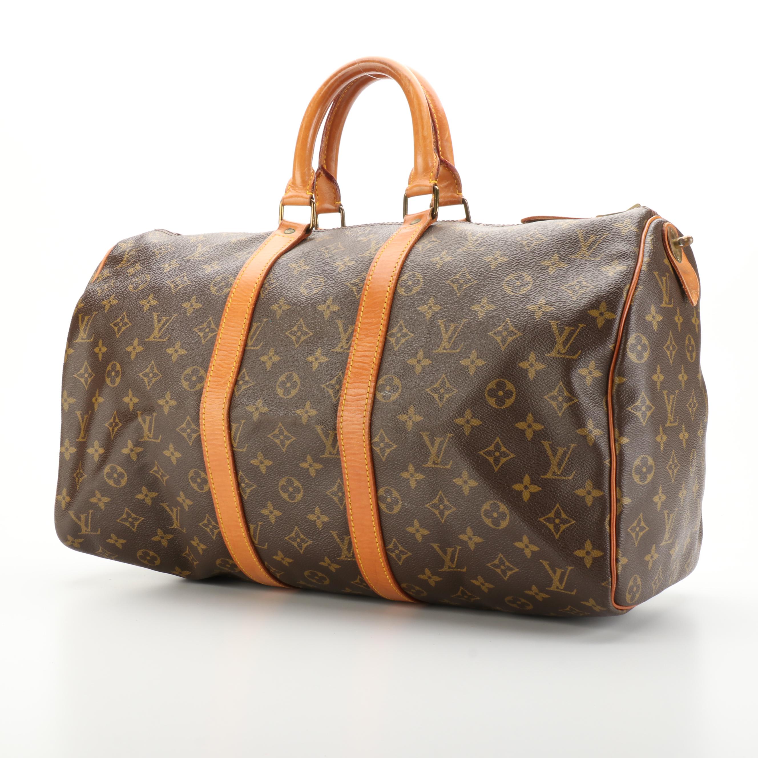 Louis Vuitton Keepall 45 Travel Bag in Monogram Canvas and Vachetta Leather