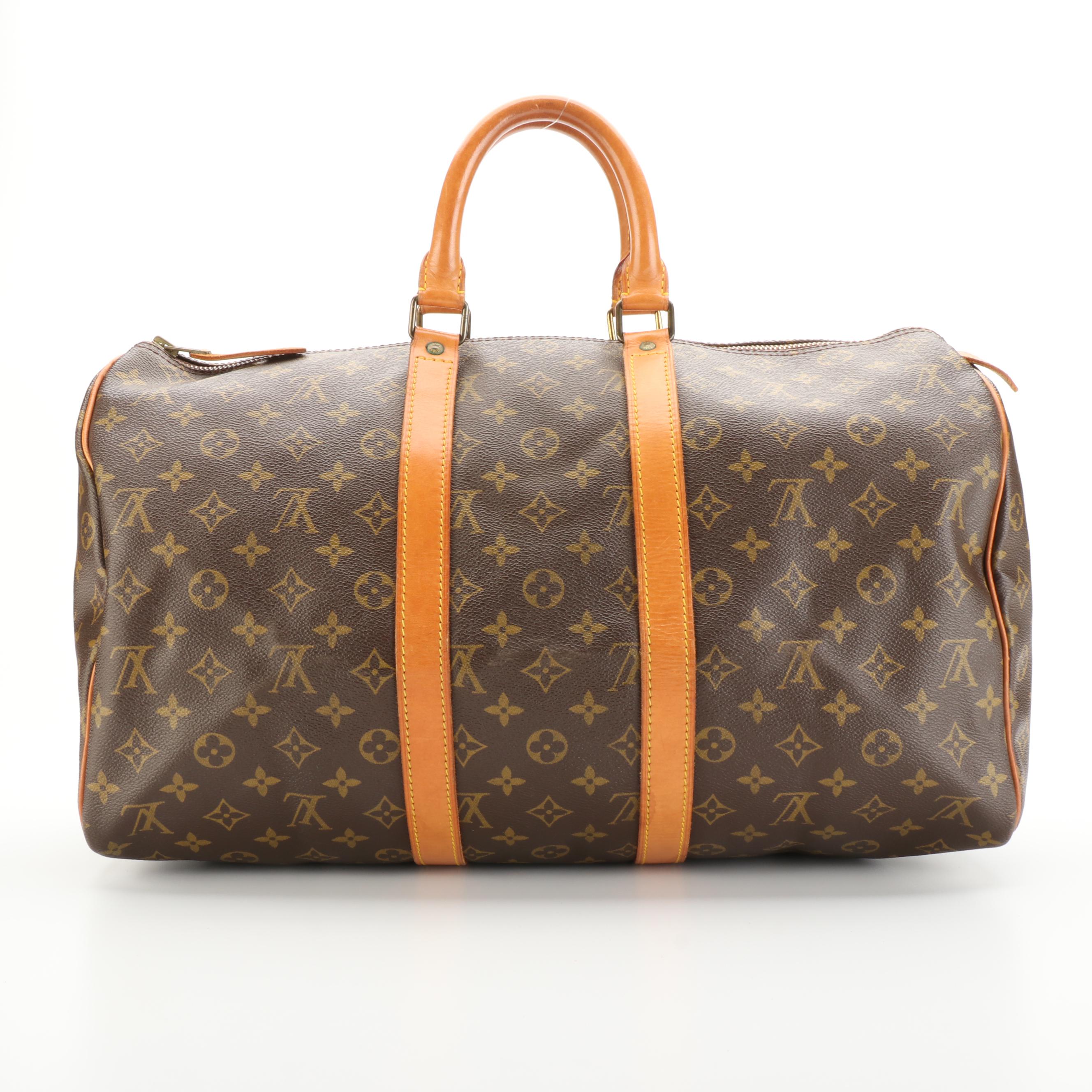 Louis Vuitton Keepall 45 Travel Bag in Monogram Canvas and Vachetta Leather