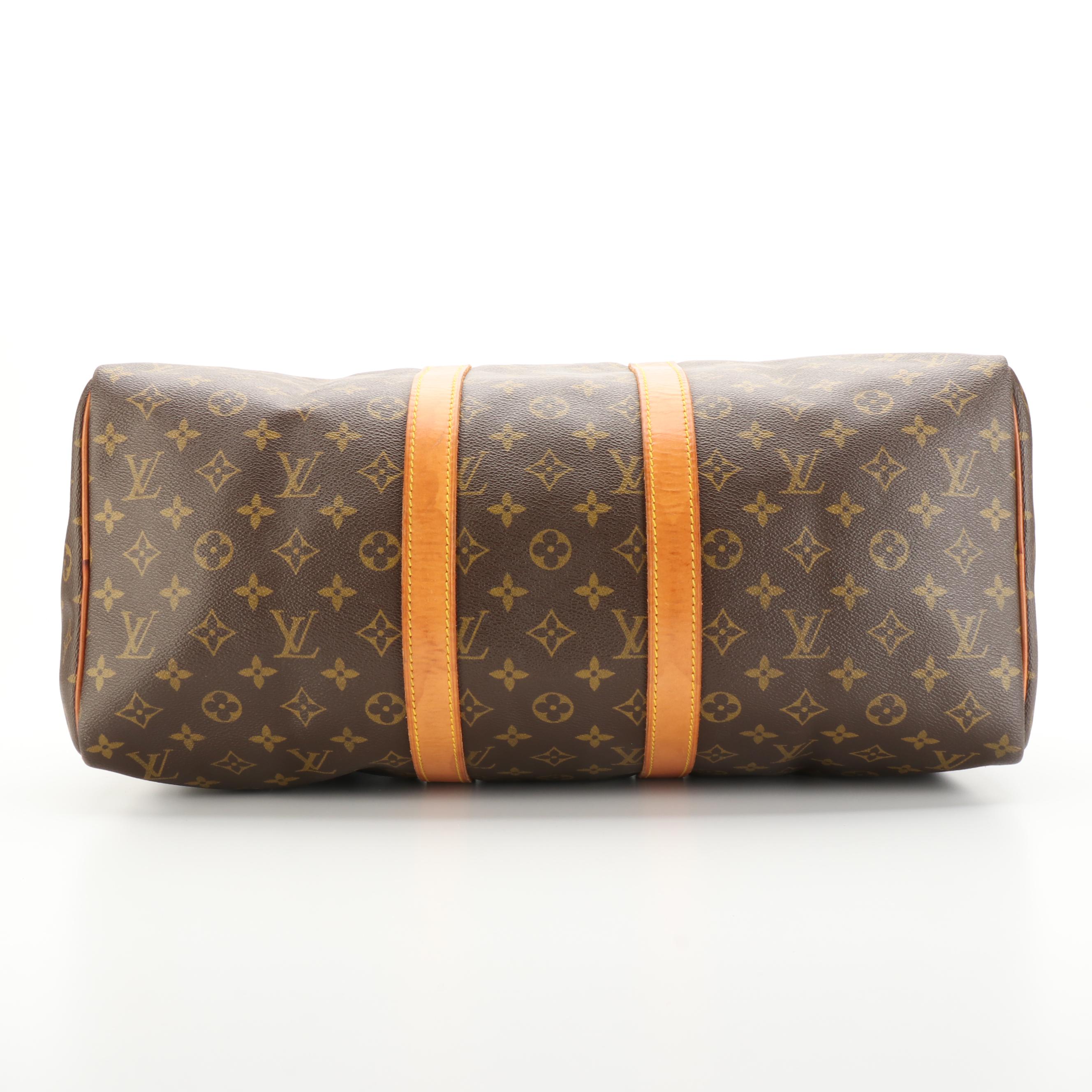 Louis Vuitton Keepall 45 Travel Bag in Monogram Canvas and Vachetta Leather