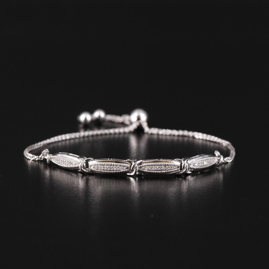 Sterling Diamond Bolo Bracelet