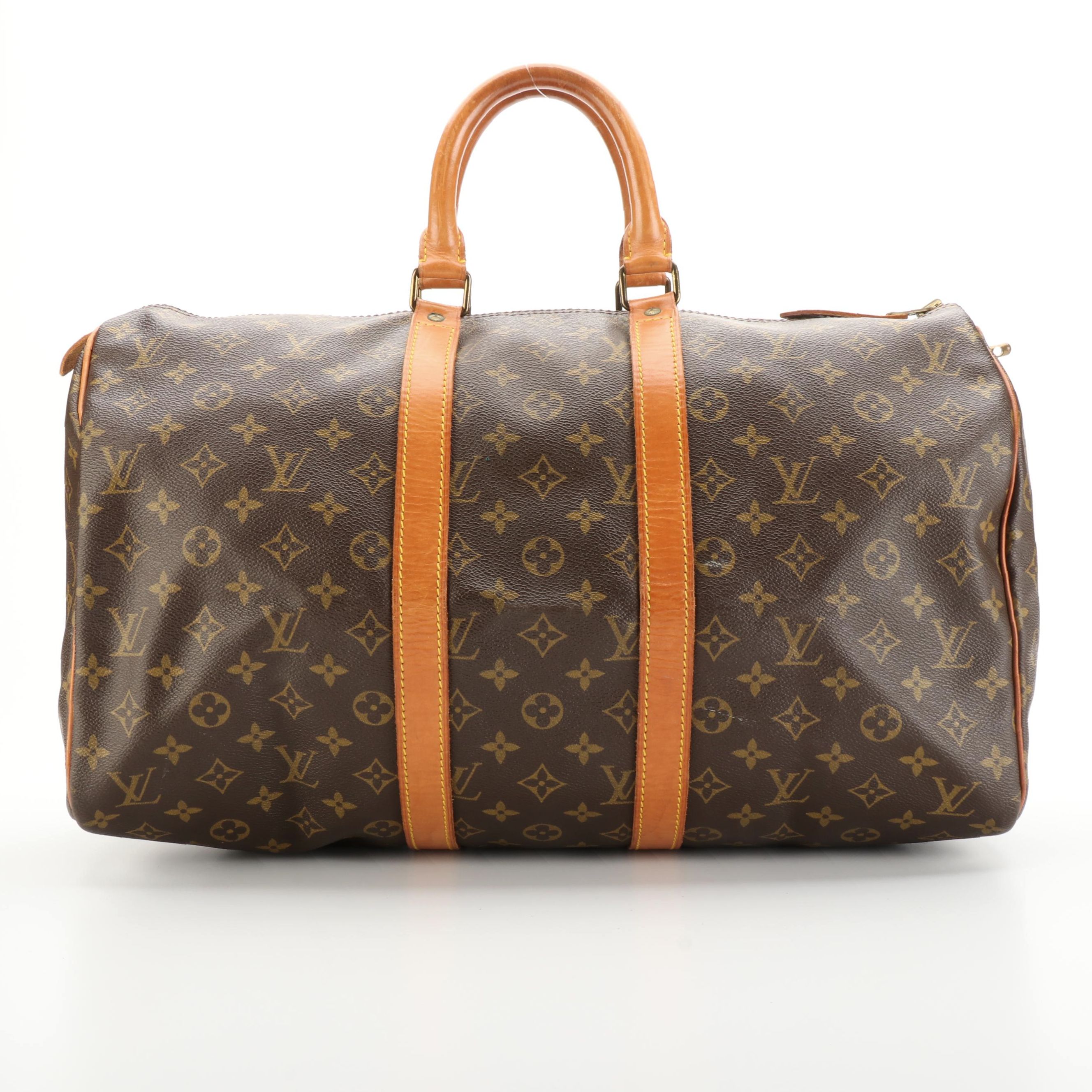 Louis Vuitton Keepall 45 Travel Bag in Monogram Canvas and Vachetta Leather