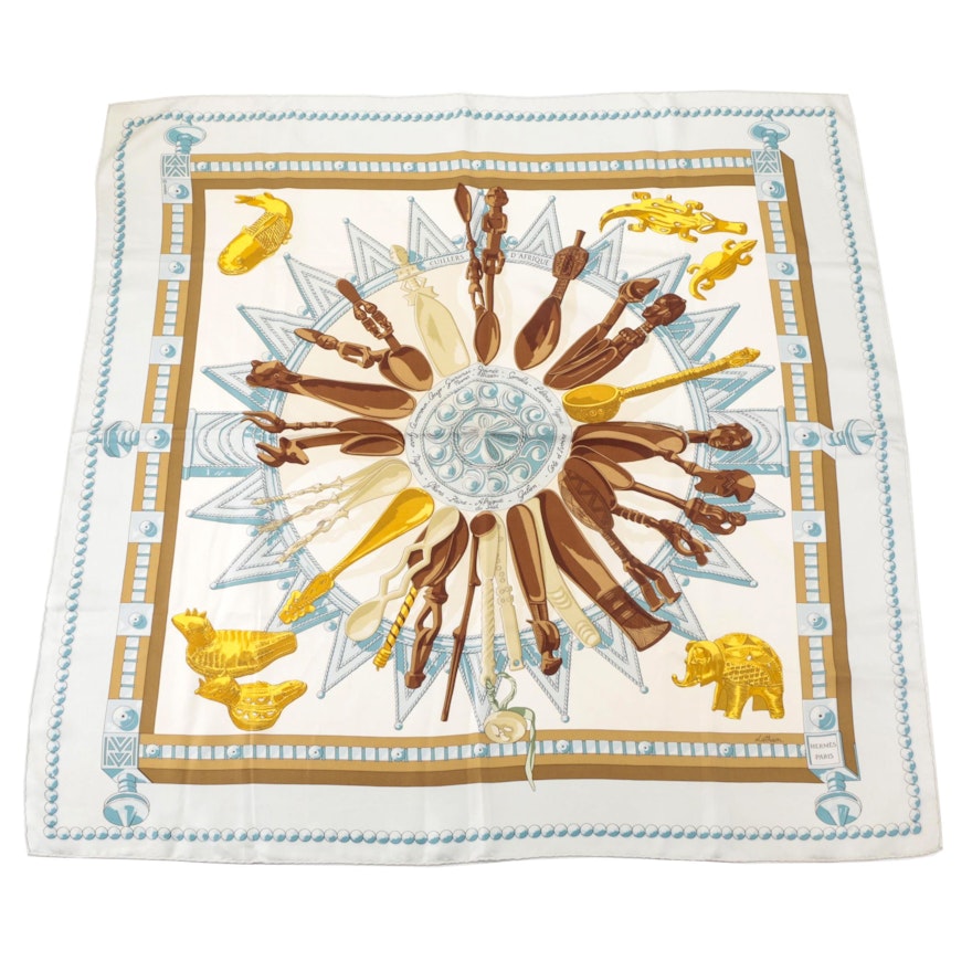 Hermès "Cuillers d'Afrique" Silk Twill Scarf