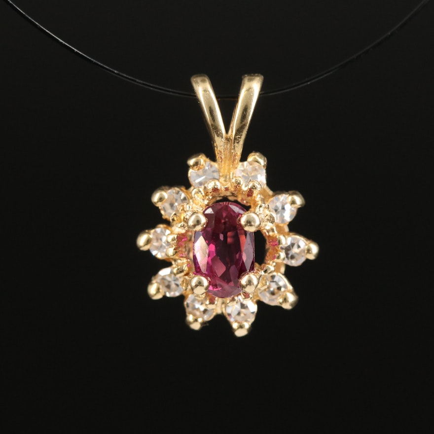 14K Ruby and Diamond Pendant