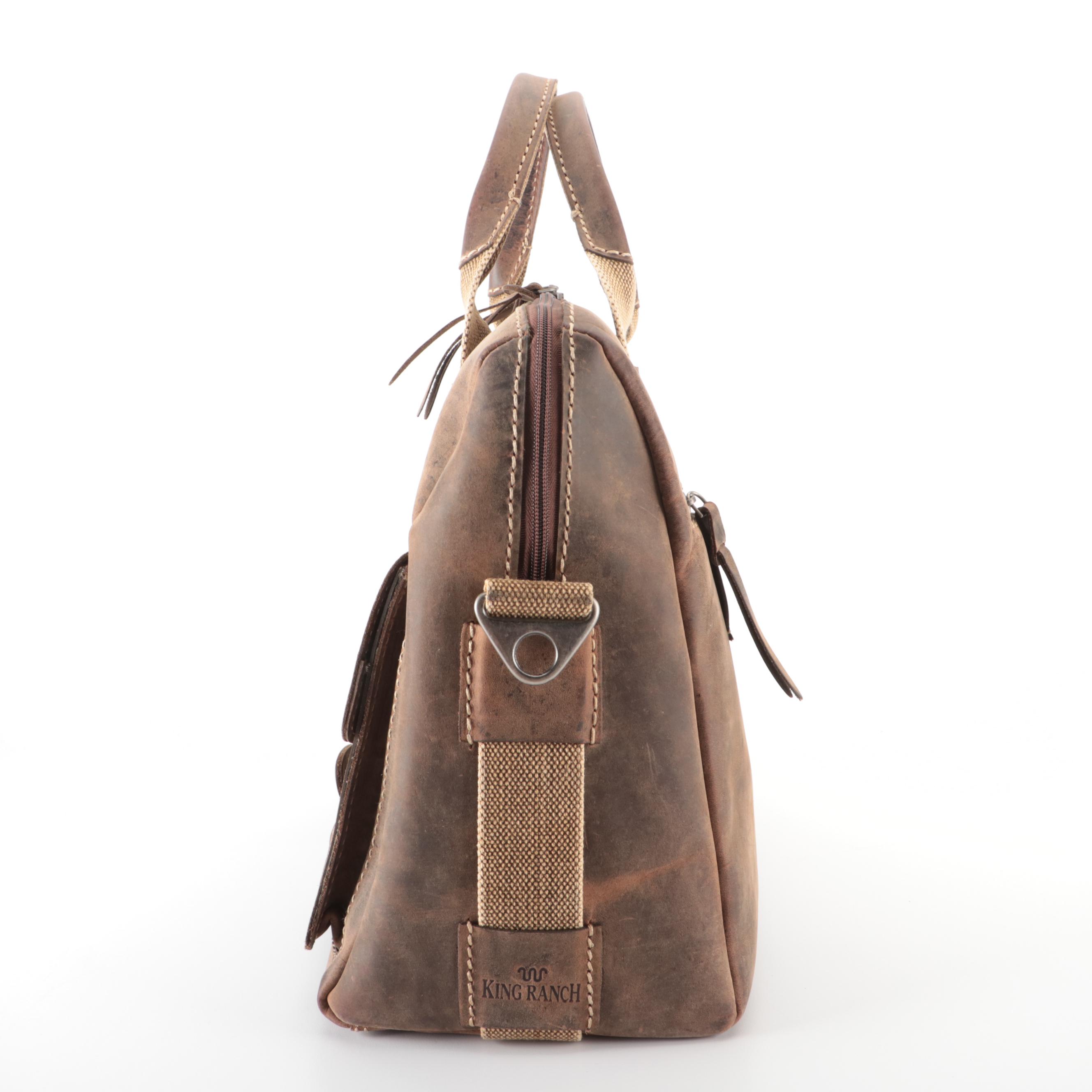 King Ranch Saddle Shop Carry-On Bag in Waxed Leather and Canvas