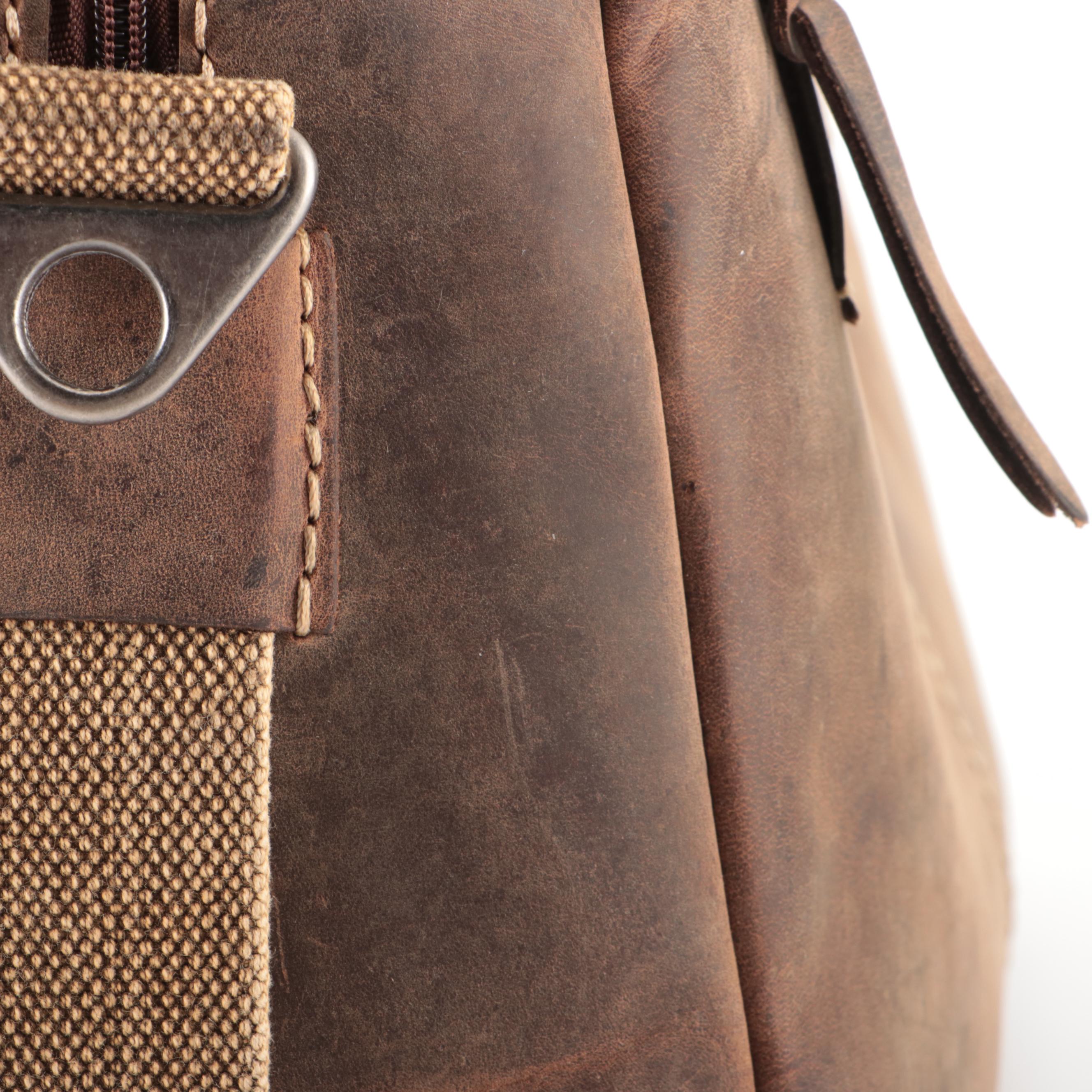 King Ranch Saddle Shop Carry-On Bag in Waxed Leather and Canvas
