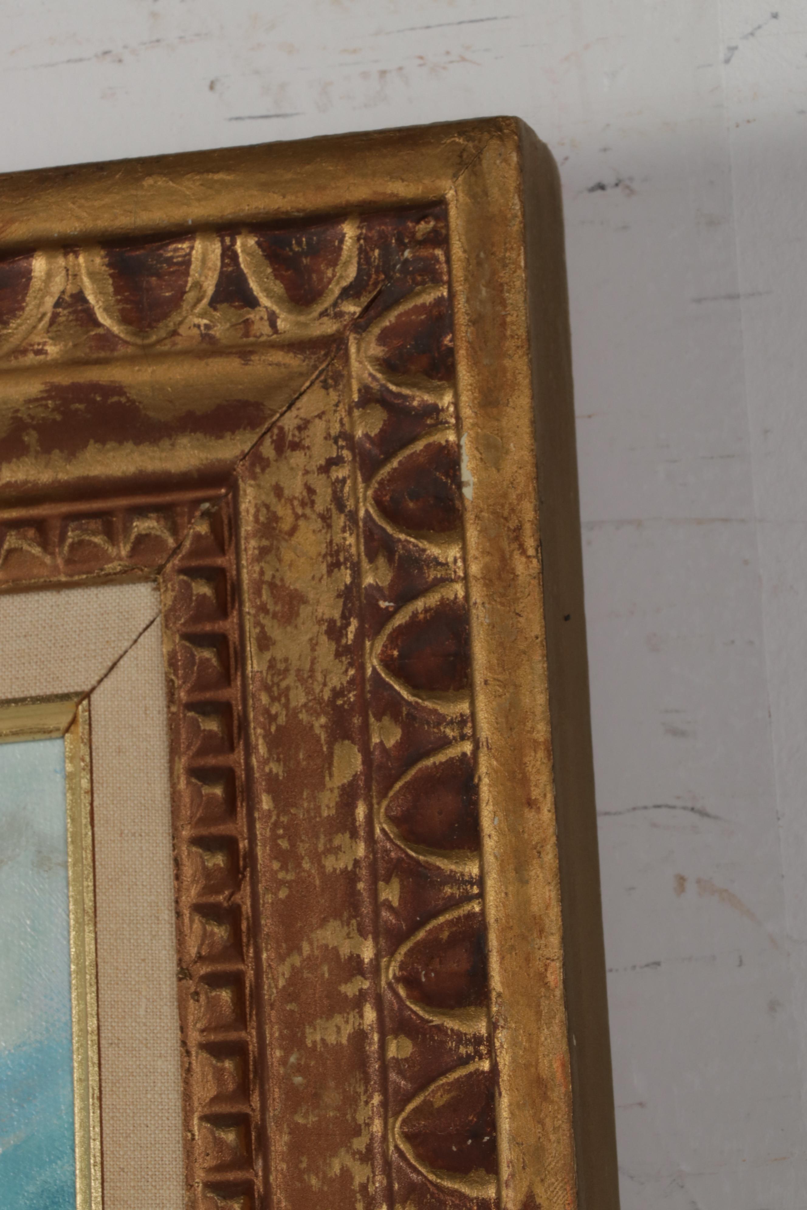 V. Del Monte Seascape Oil Painting of Mediterranean Coastal Village, 1973