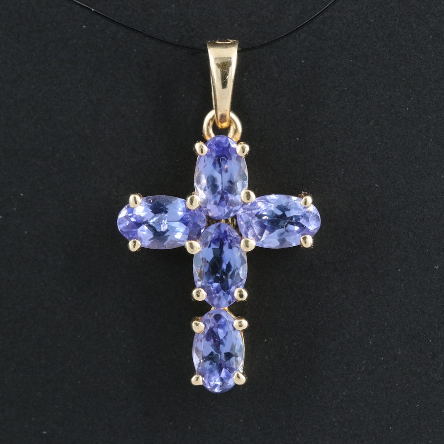 14K Tanzanite Cross Pendant