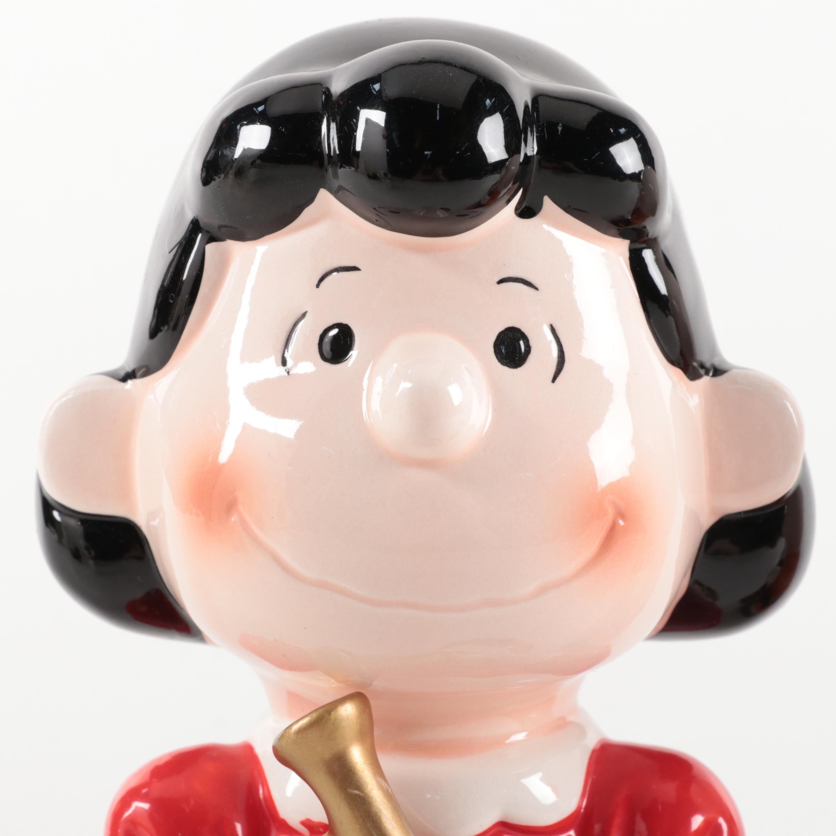 The Peanuts Gang Playing Instruments Ceramic Coin Still Banks, 1966