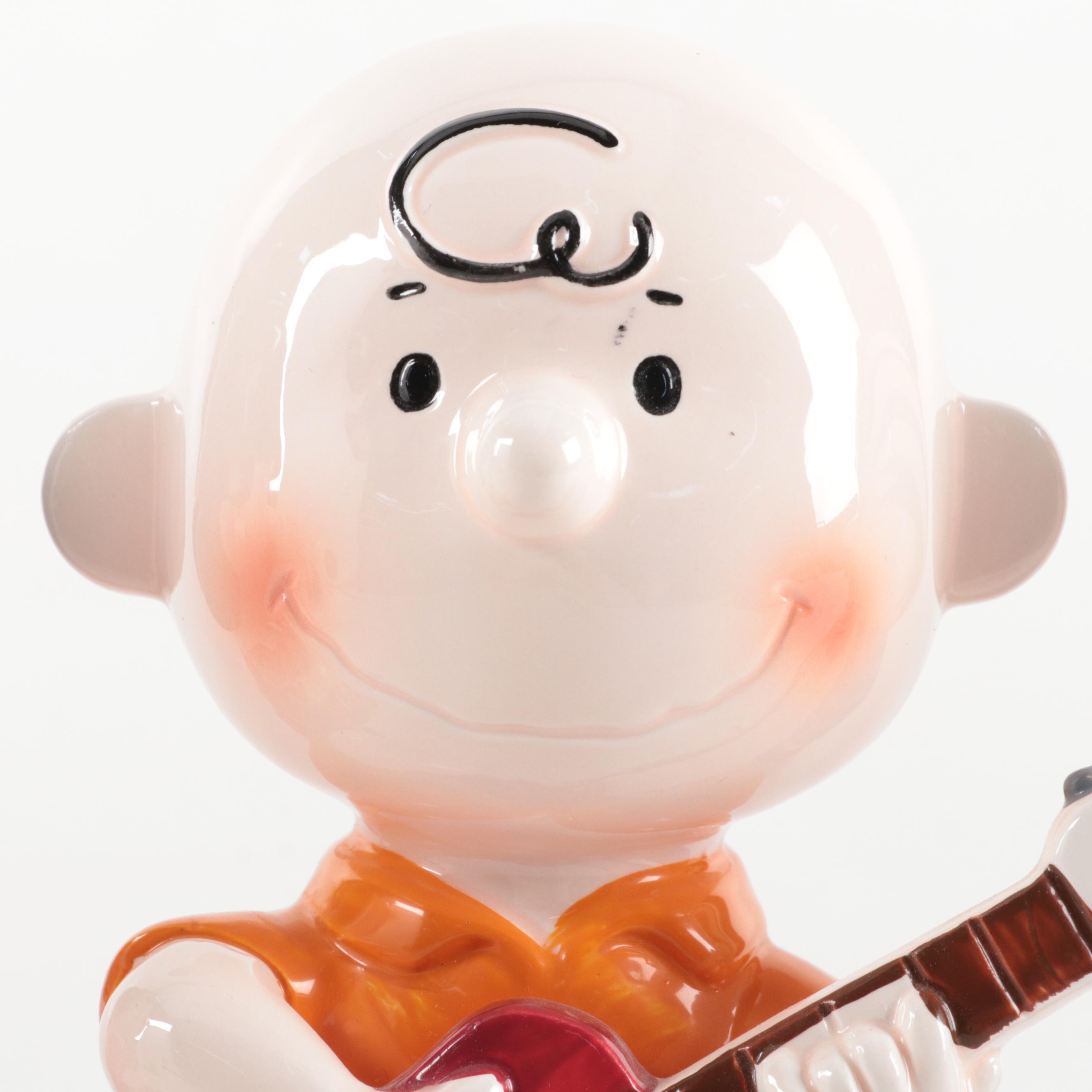 The Peanuts Gang Playing Instruments Ceramic Coin Still Banks, 1966