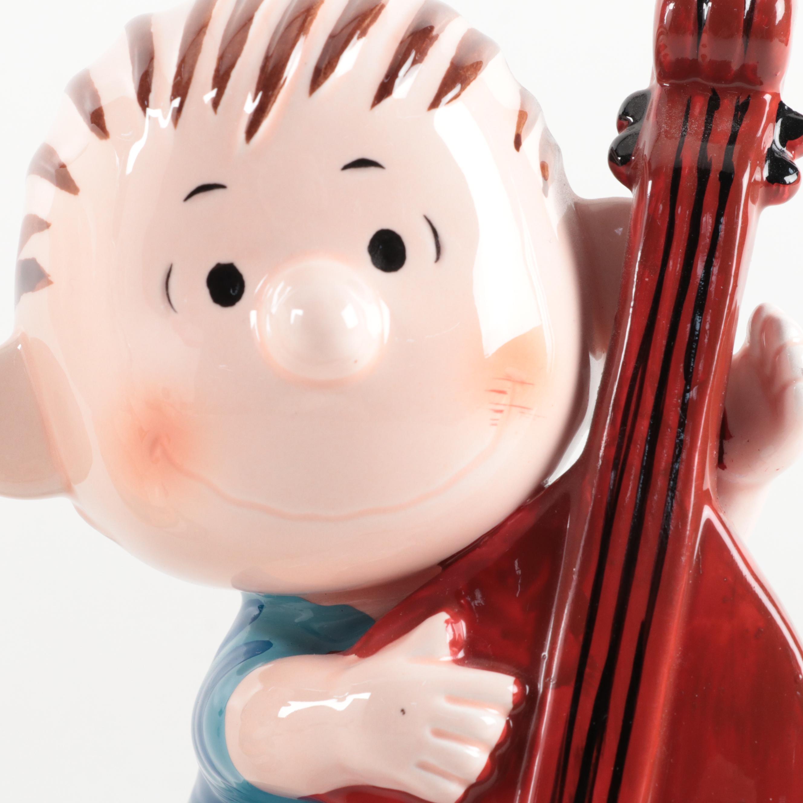 The Peanuts Gang Playing Instruments Ceramic Coin Still Banks, 1966