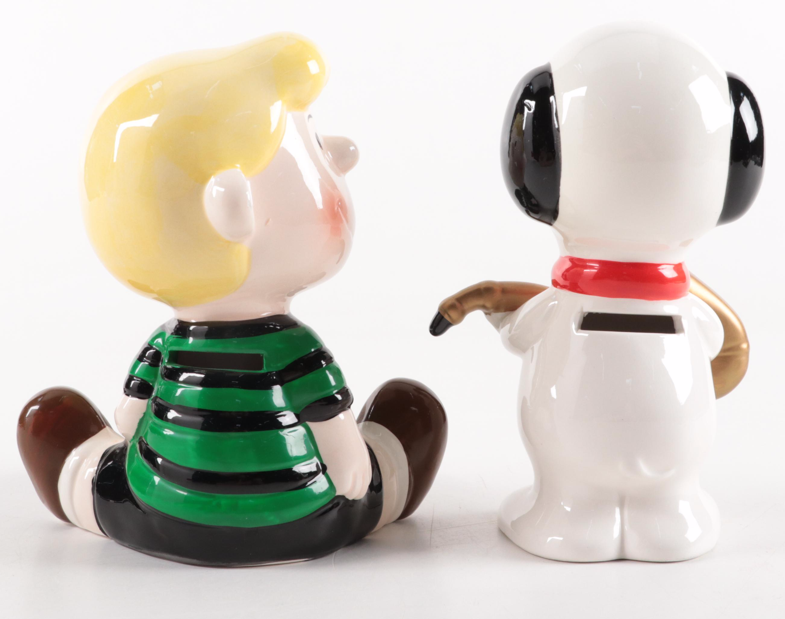 The Peanuts Gang Playing Instruments Ceramic Coin Still Banks, 1966