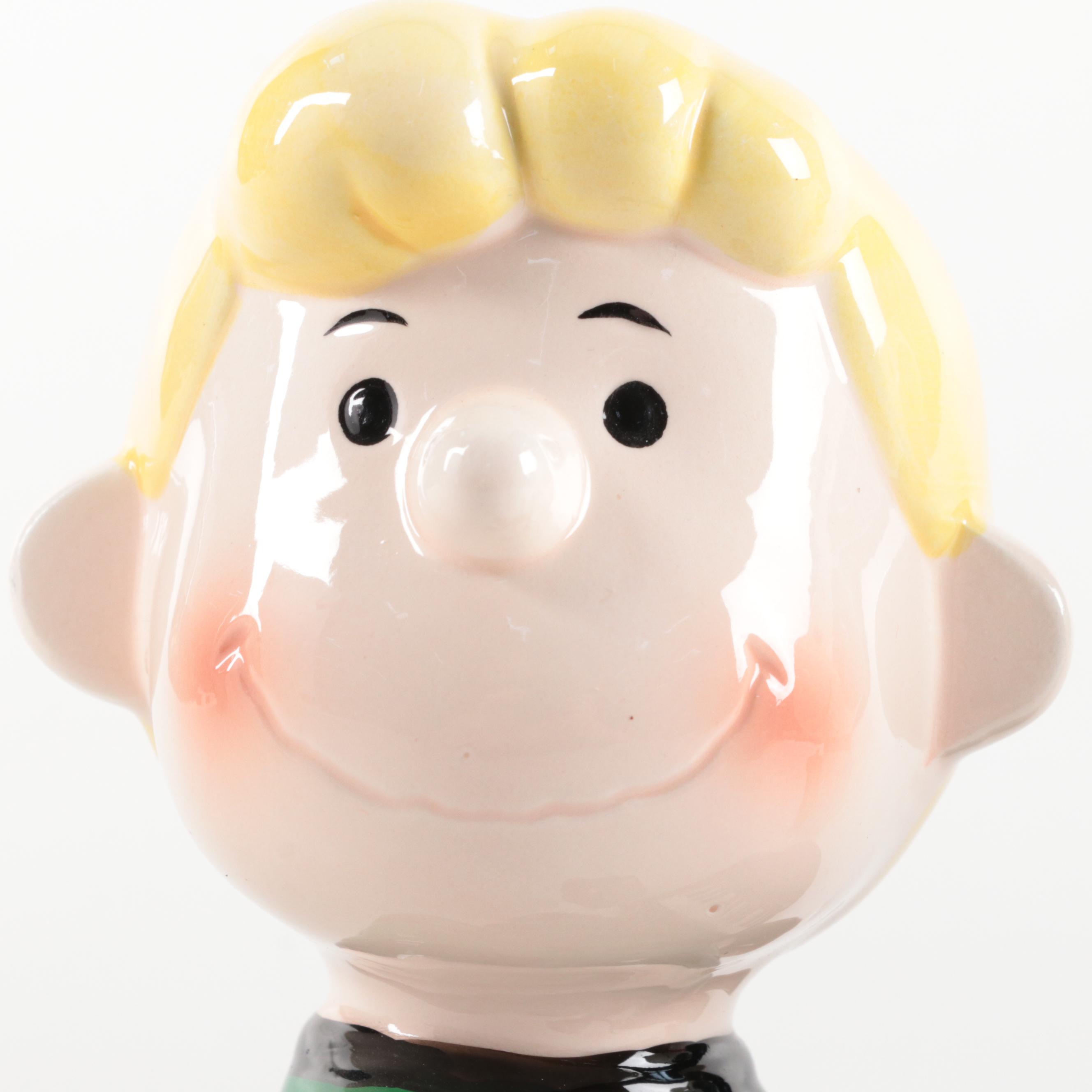 The Peanuts Gang Playing Instruments Ceramic Coin Still Banks, 1966