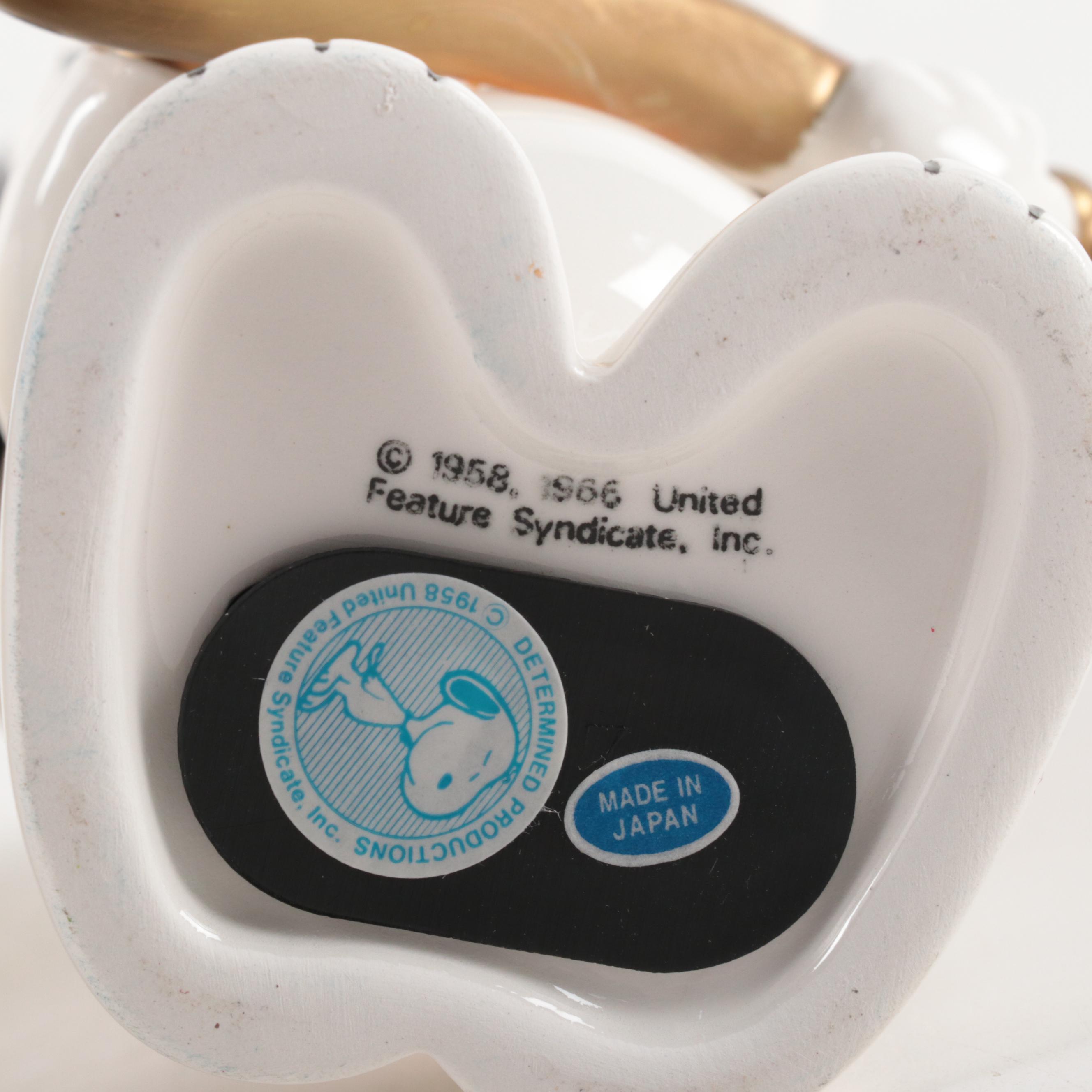 The Peanuts Gang Playing Instruments Ceramic Coin Still Banks, 1966