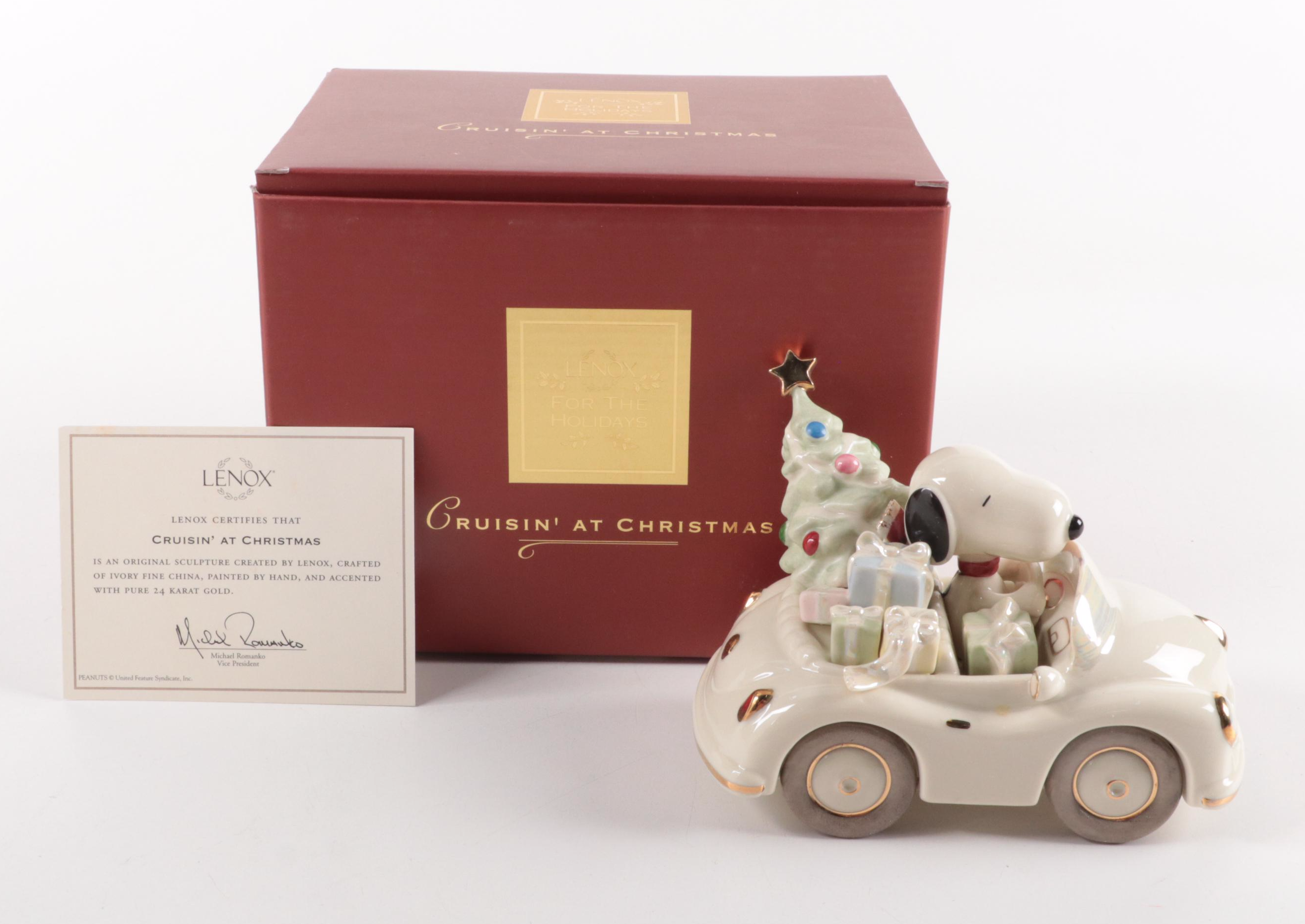 Lenox Bone China "Cruisin' at Christmas" and "Santa Snoopy's Midnight Ride"