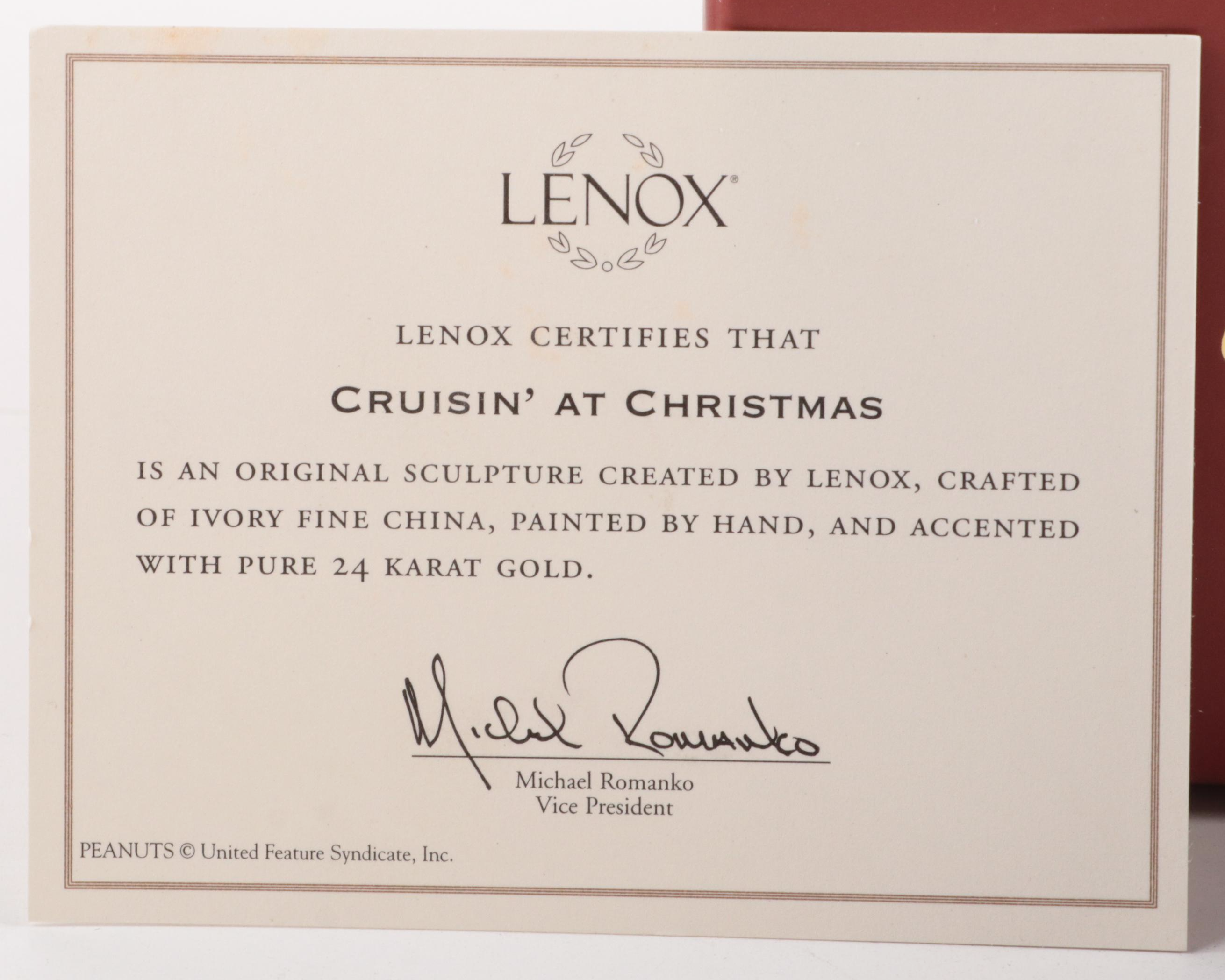 Lenox Bone China "Cruisin' at Christmas" and "Santa Snoopy's Midnight Ride"