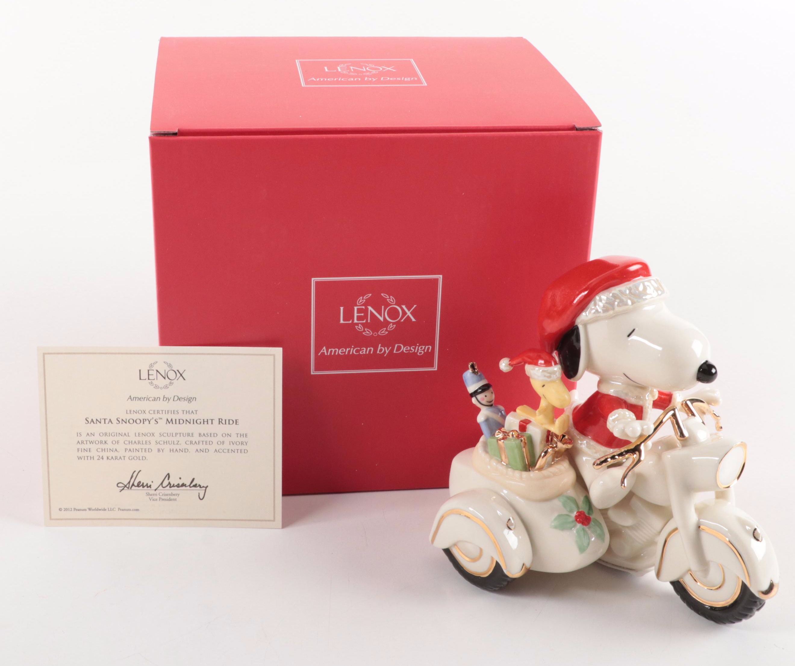 Lenox Bone China "Cruisin' at Christmas" and "Santa Snoopy's Midnight Ride"