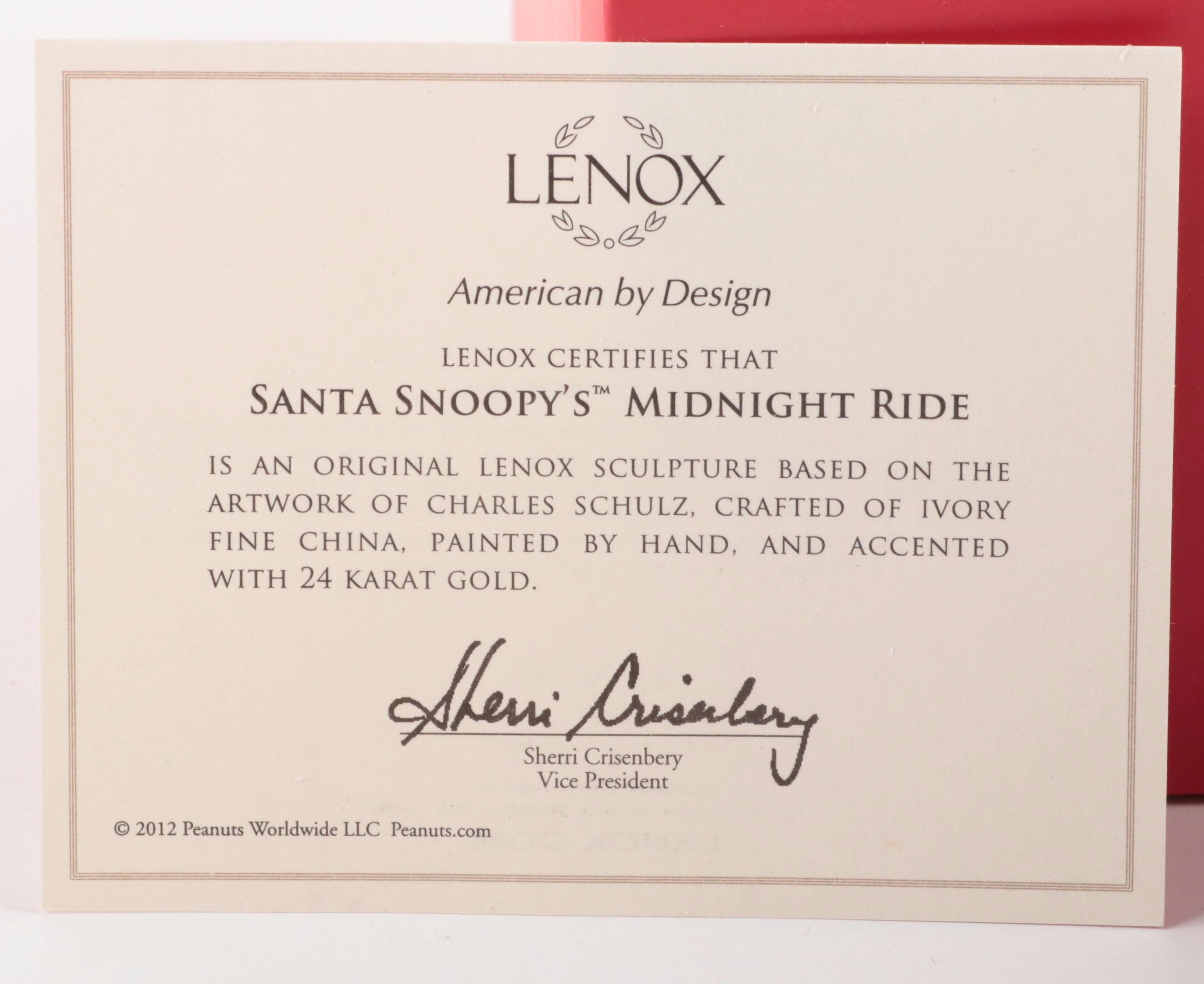 Lenox Bone China "Cruisin' at Christmas" and "Santa Snoopy's Midnight Ride"