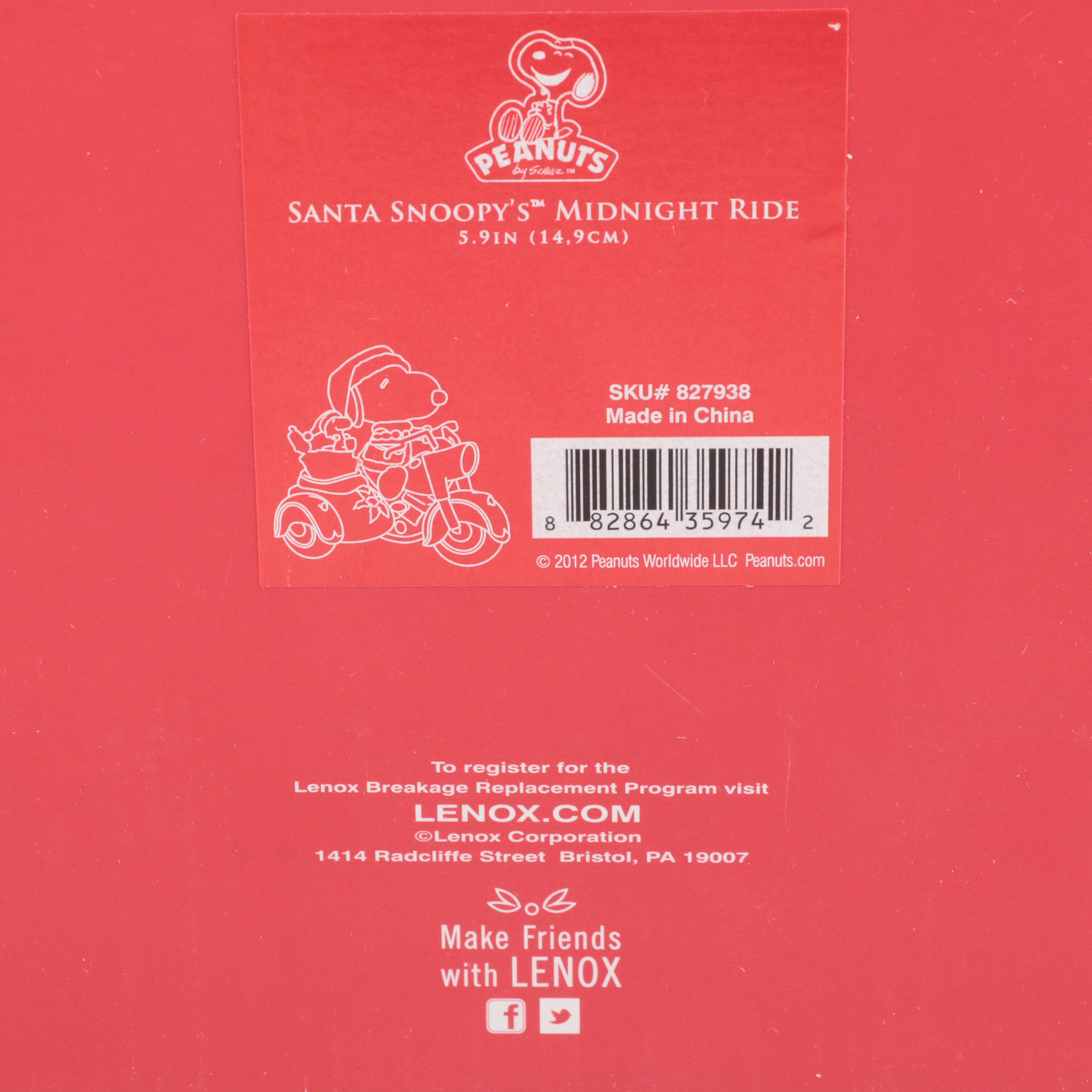 Lenox Bone China "Cruisin' at Christmas" and "Santa Snoopy's Midnight Ride"