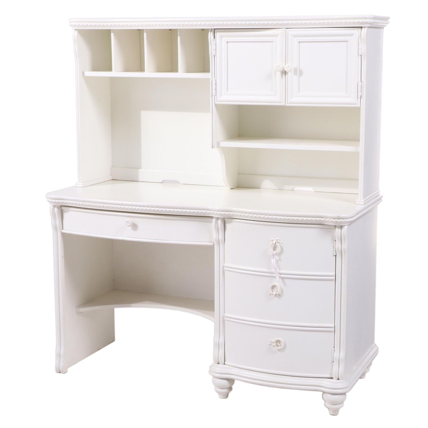 American Signature White-Painted Student Desk with Bookcase